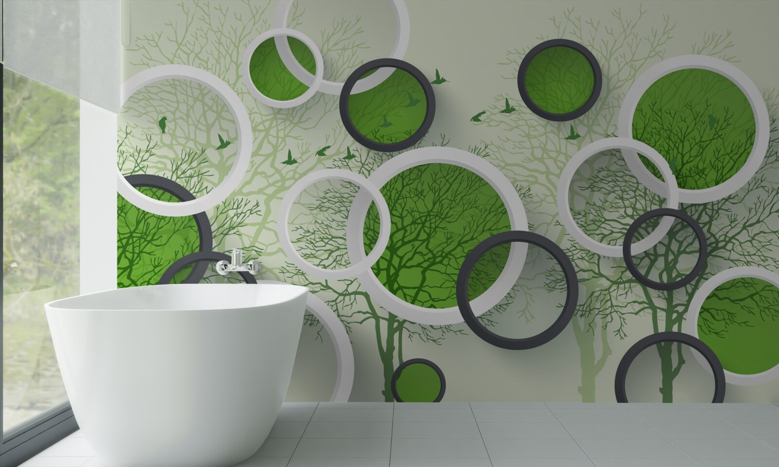 Fototapeta koła są pomalowane w kolorze drzew