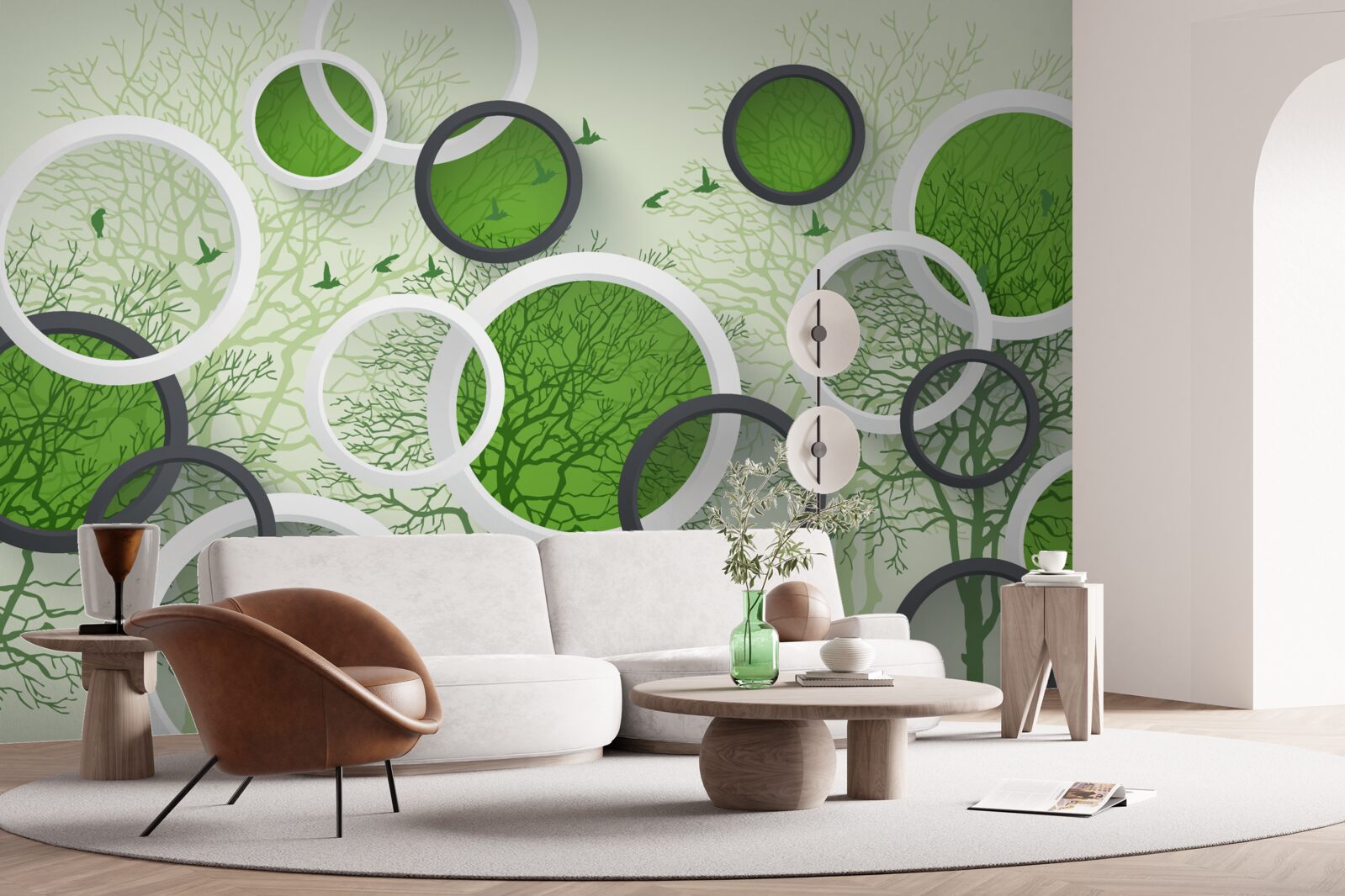 Fototapeta koła są pomalowane w kolorze drzew