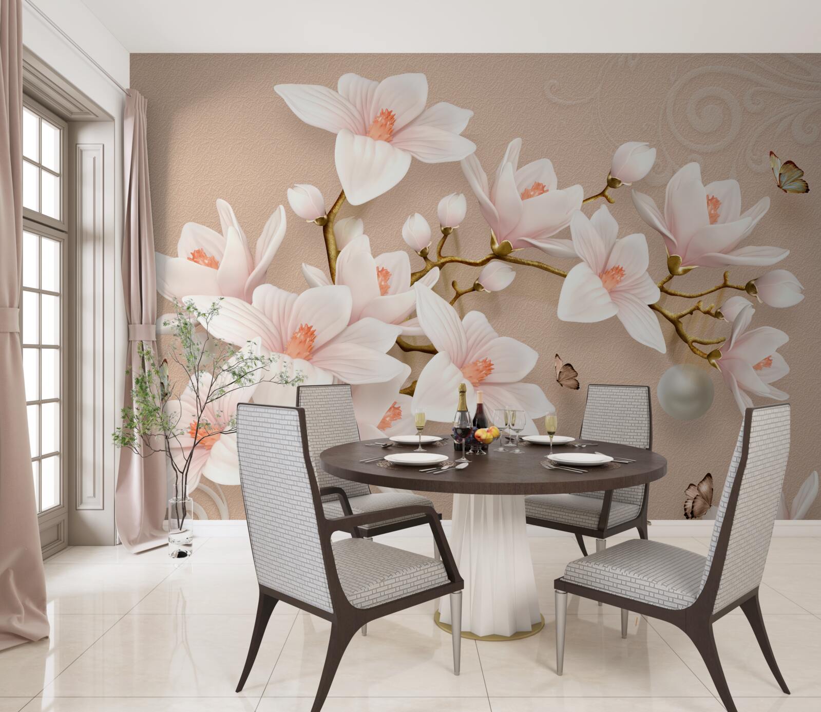 Fototapeta miękkie pąki na różowej bazie