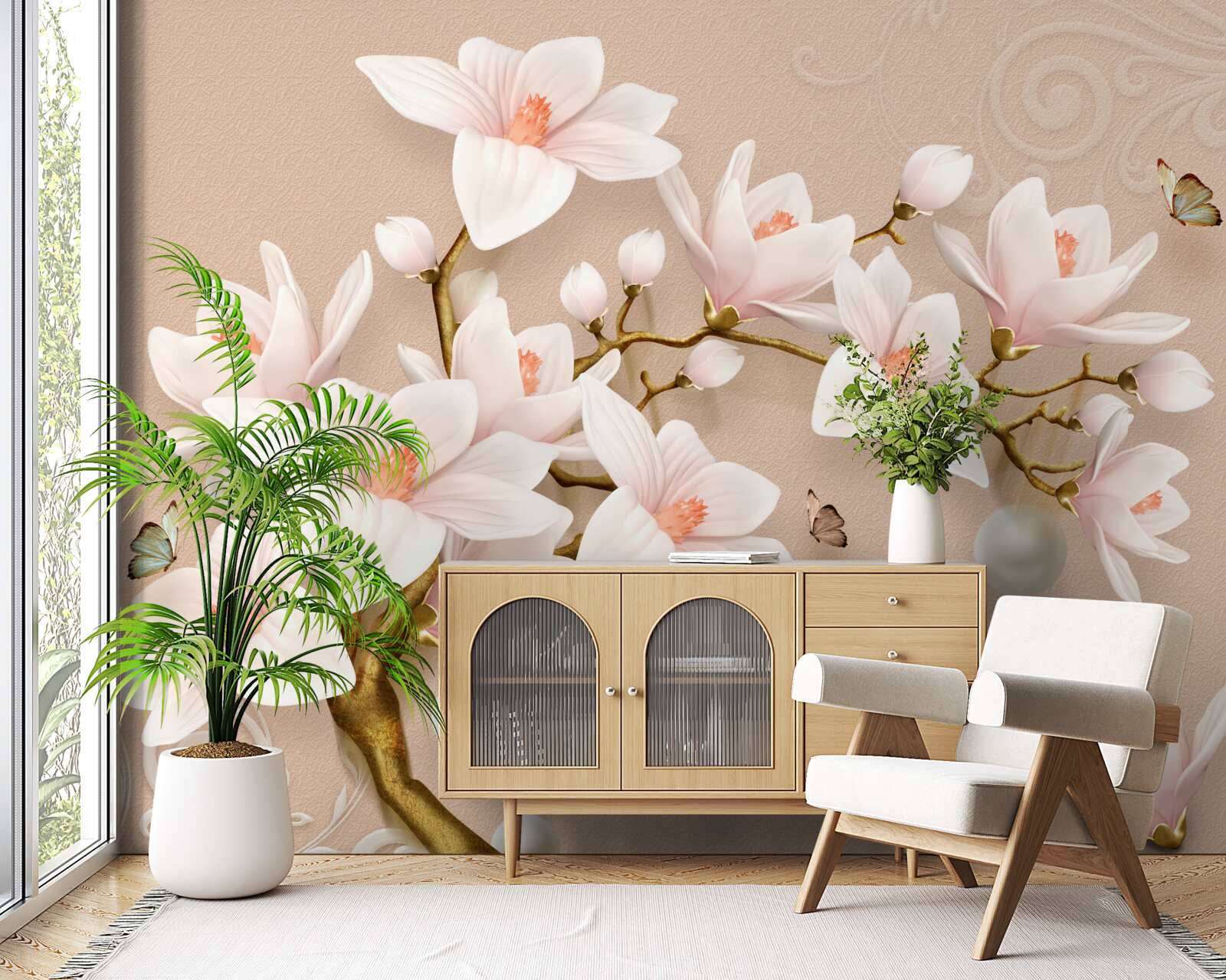 Fototapeta miękkie pąki na różowej bazie