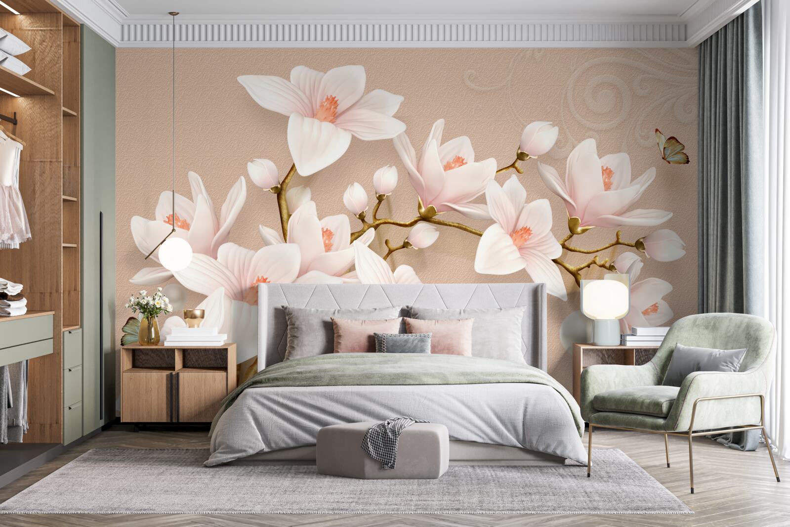 Fototapeta miękkie pąki na różowej bazie