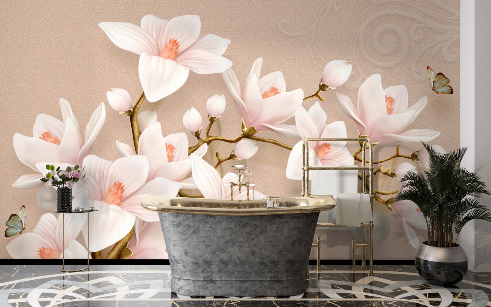 Fototapeta miękkie pąki na różowej bazie