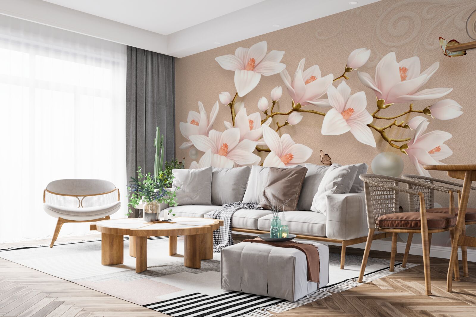 Fototapeta miękkie pąki na różowej bazie