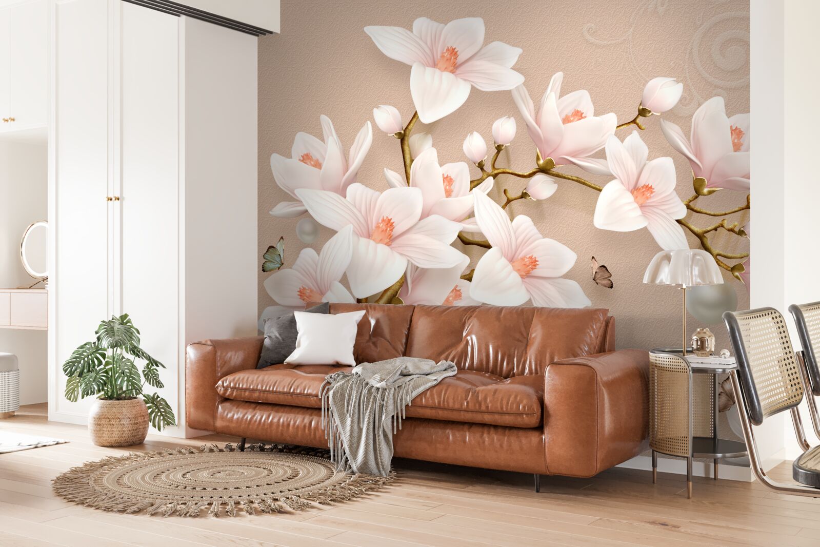 Fototapeta miękkie pąki na różowej bazie