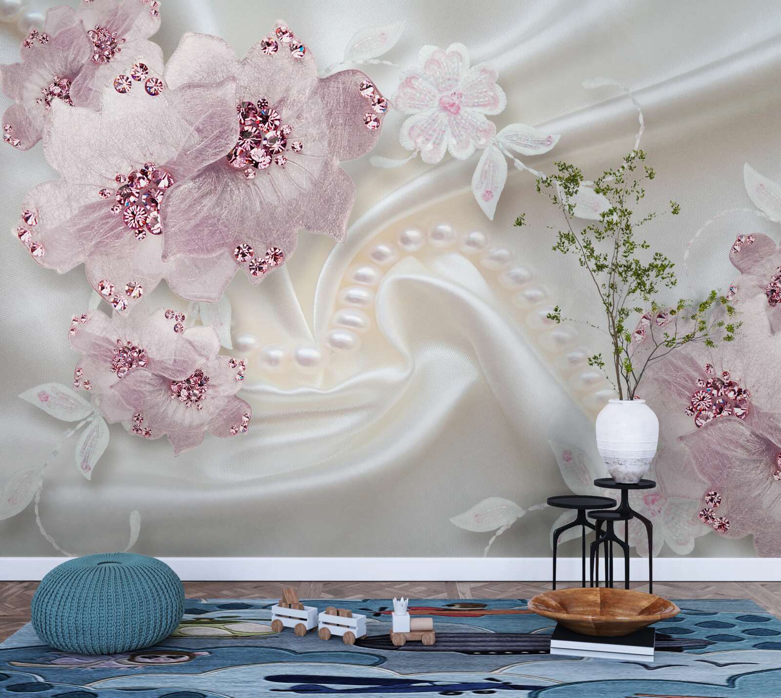 Fototapeta miękkie fioletowe pchły tekstylne na jedwabiu