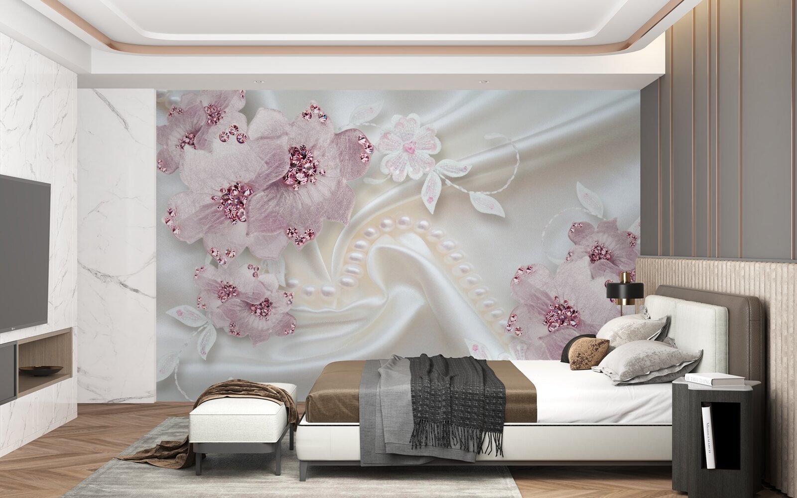 Fototapeta miękkie fioletowe pchły tekstylne na jedwabiu