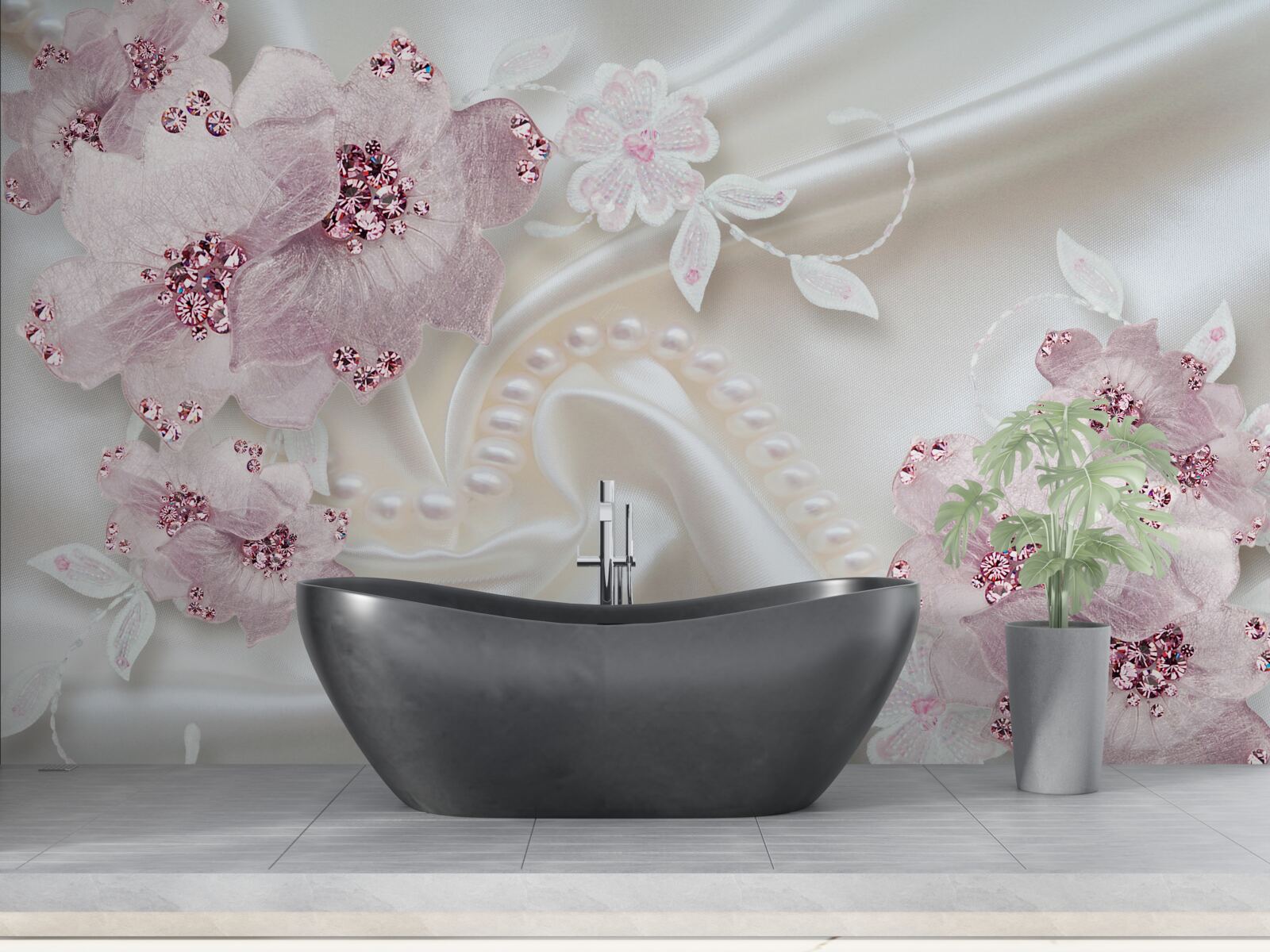 Fototapeta miękkie fioletowe pchły tekstylne na jedwabiu