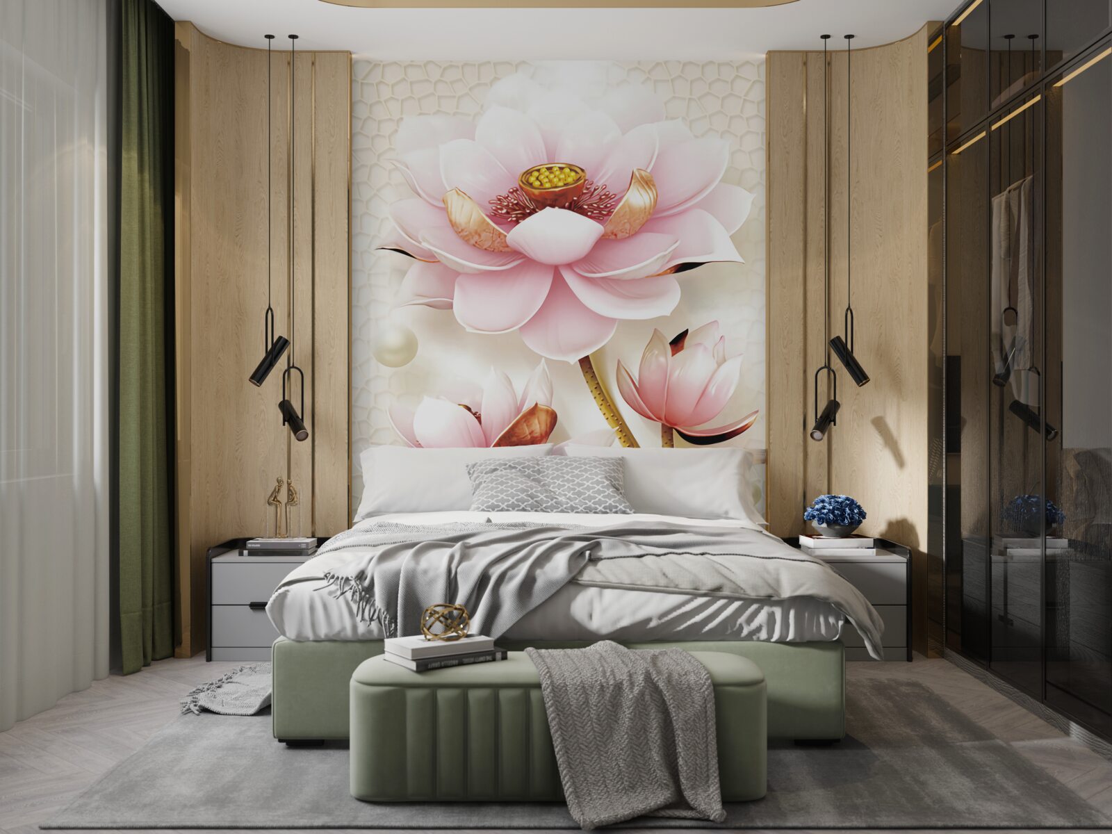 Fototapeta dwie ryby w pobliżu lotosów