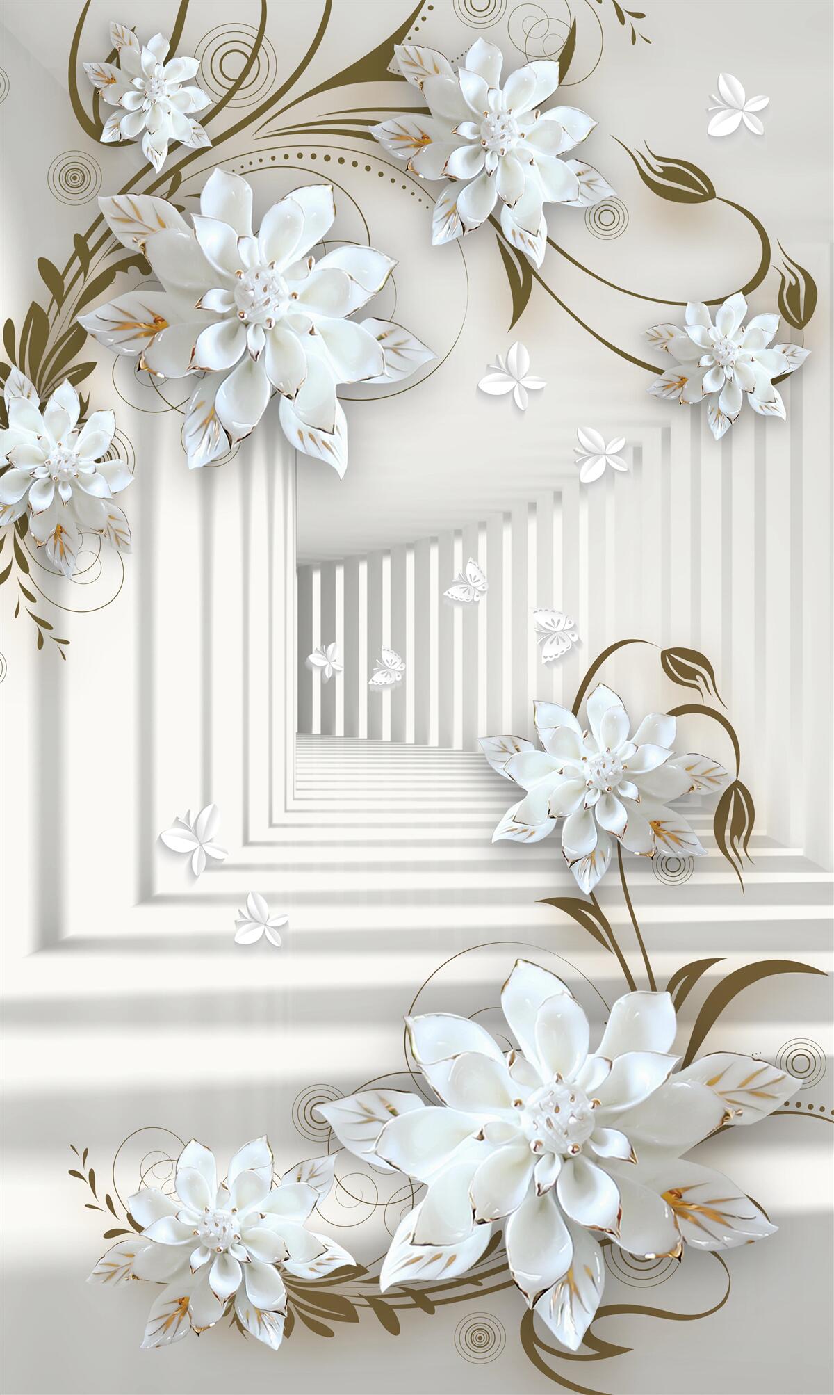 Fototapeta niekończący się korytarz i blady lotos