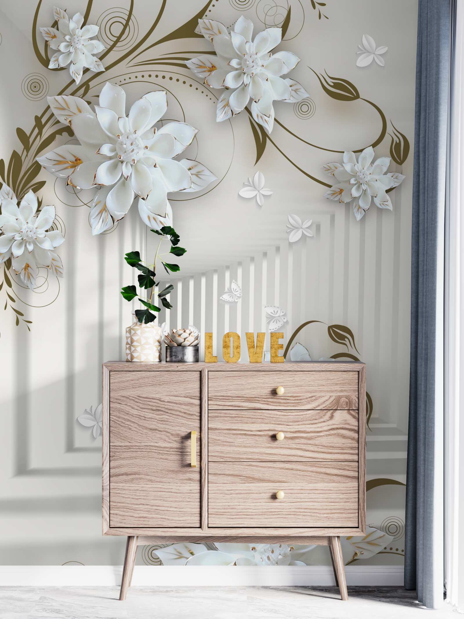 Fototapeta niekończący się korytarz i blady lotos