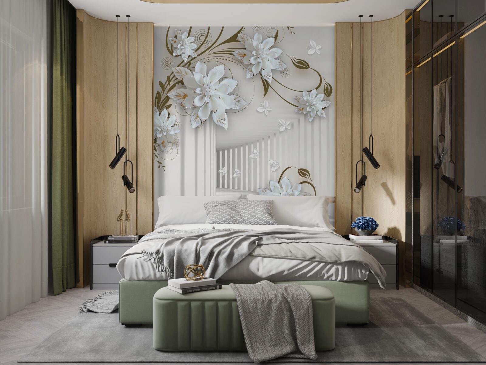 Fototapeta niekończący się korytarz i blady lotos