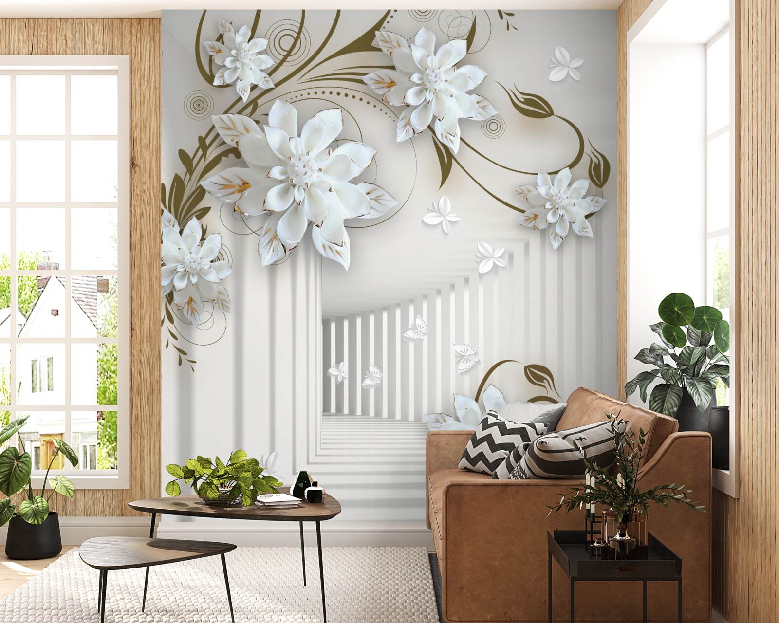 Fototapeta niekończący się korytarz i blady lotos