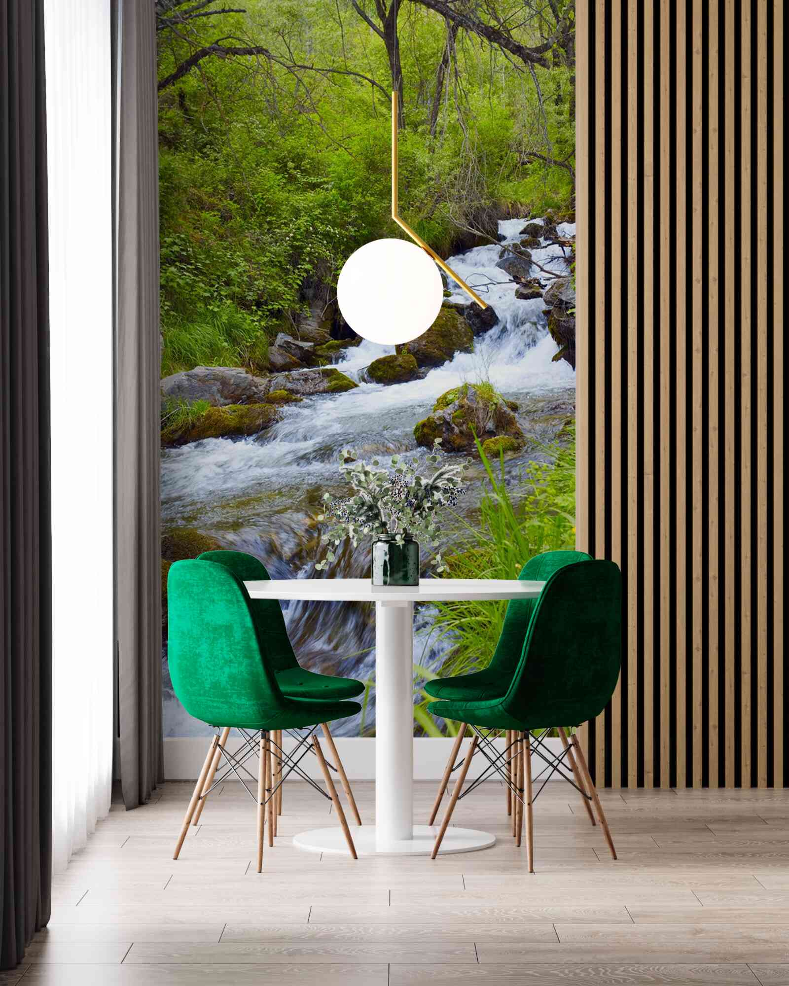 Fototapeta wodospad płynący wściekle po środku lasu