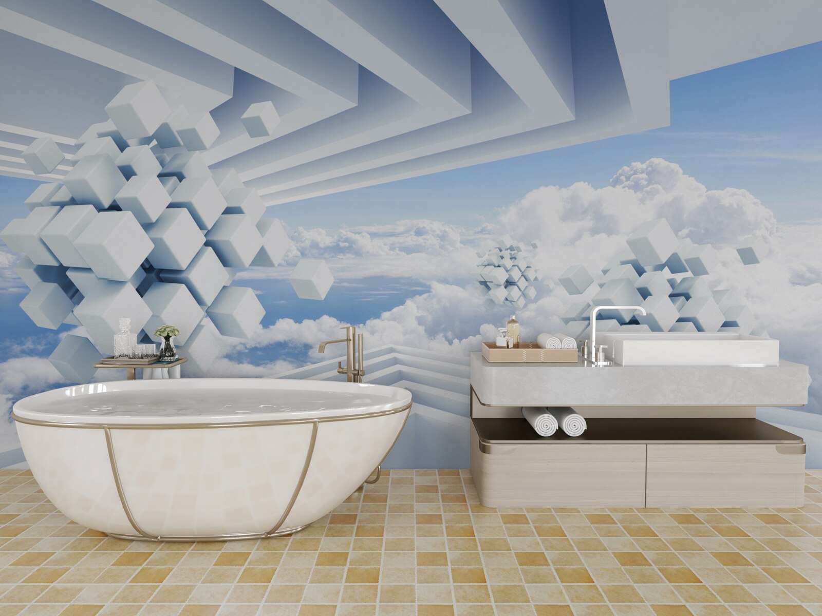 Fototapeta tekstury unoszące się w błękicie chmur