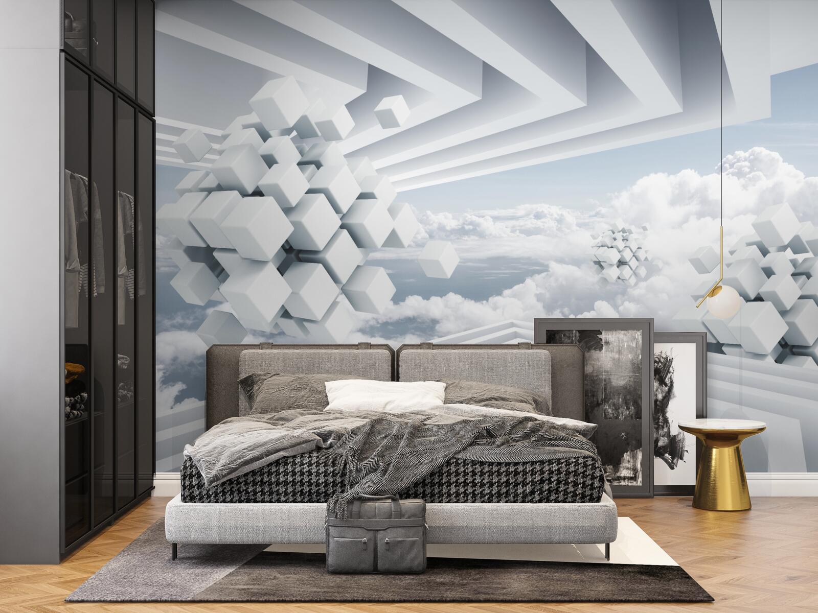 Fototapeta geometryczna interpretacja błękitnego nieba i pięknych białych chmur