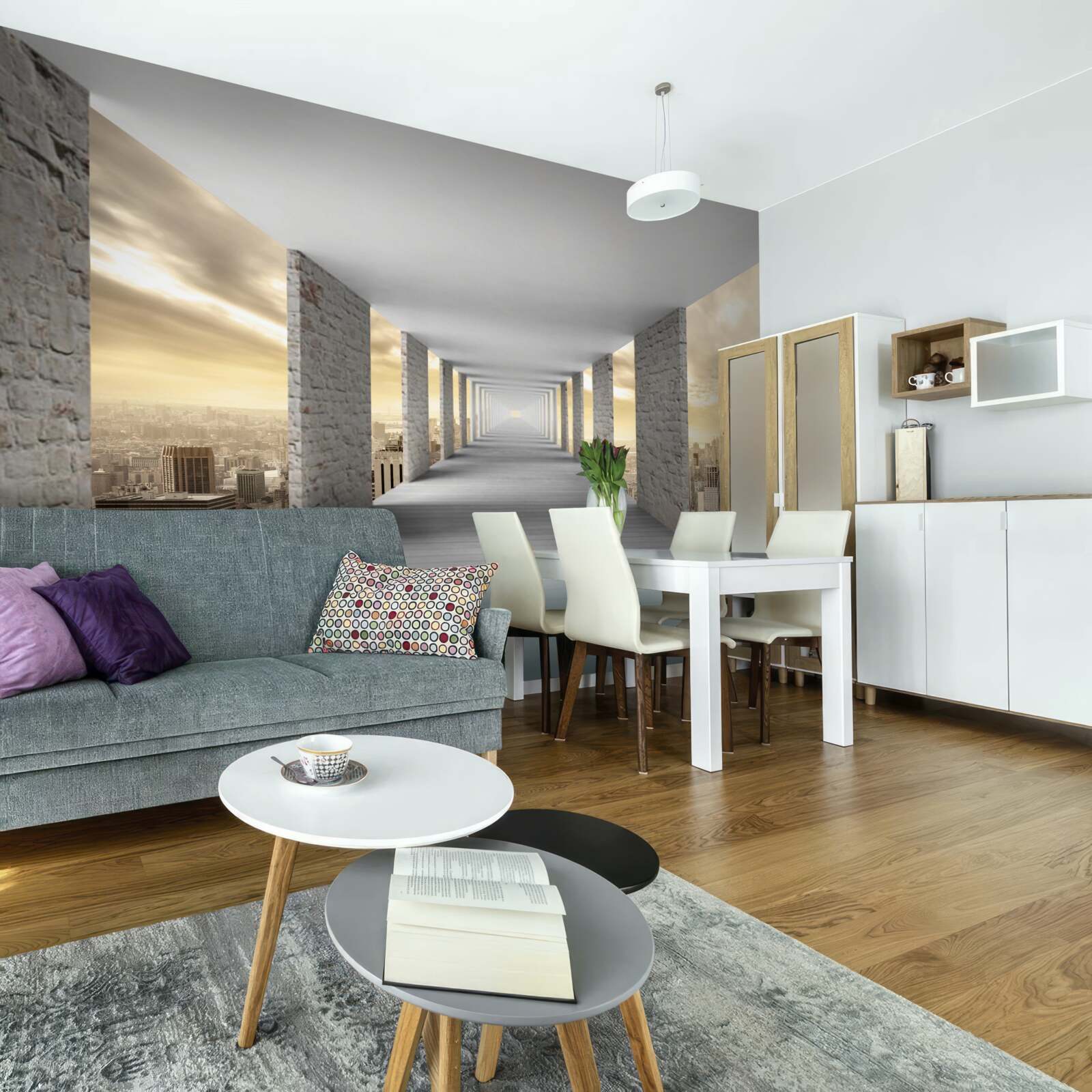 Fototapeta tunel 3d górujący nad miastem