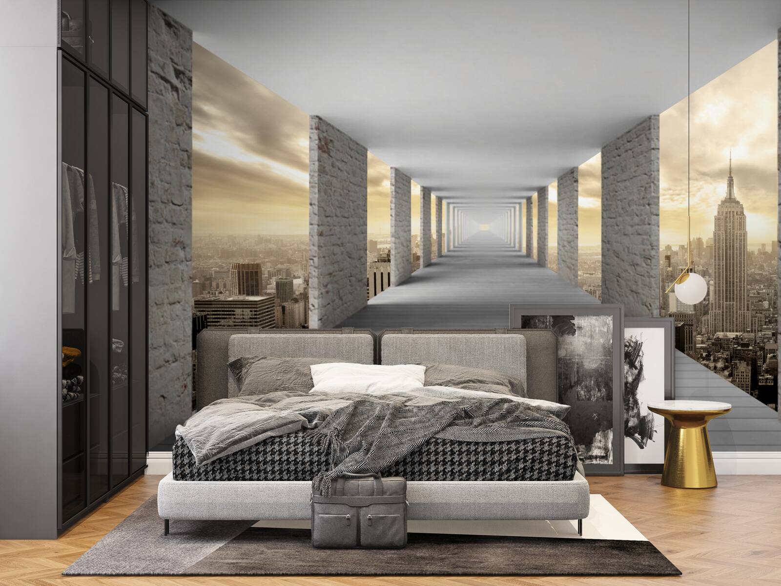 Fototapeta tunel 3d górujący nad miastem