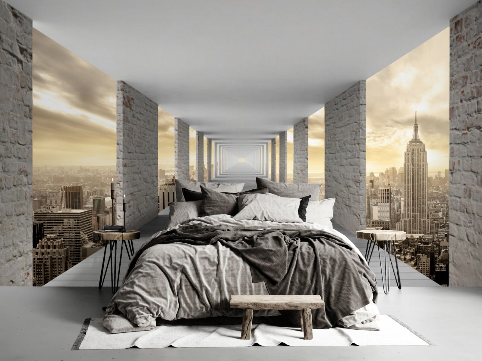 Fototapeta tunel 3d górujący nad miastem