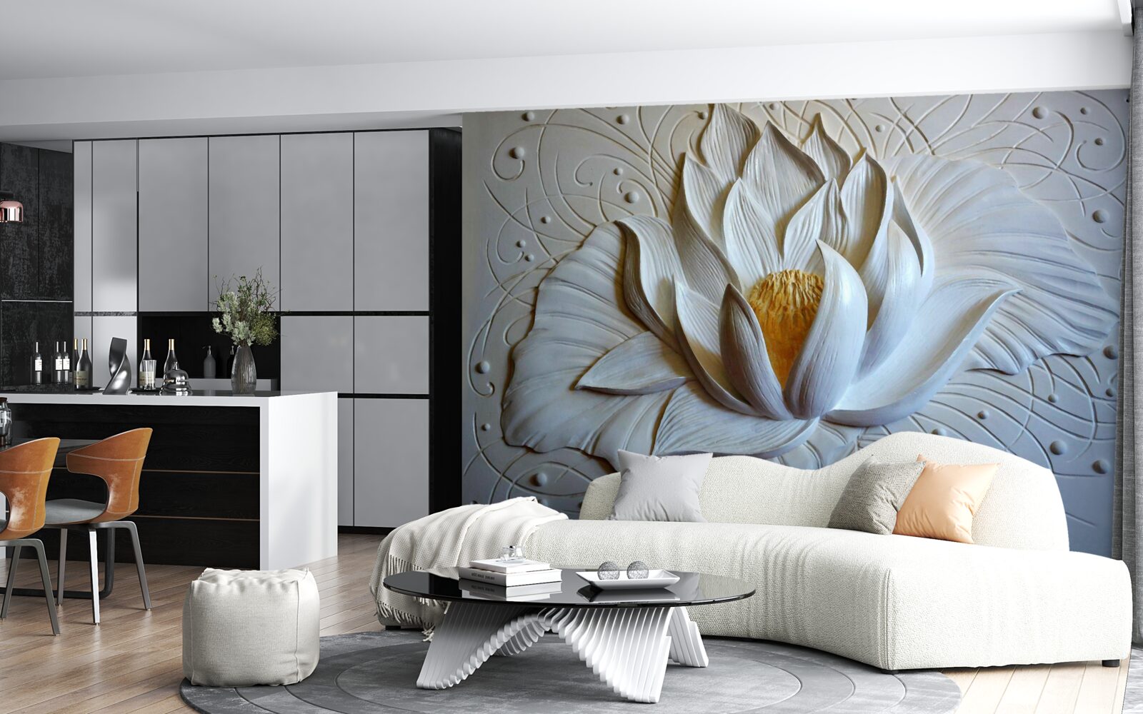 Fototapeta płaskorzeźba białego lotosu