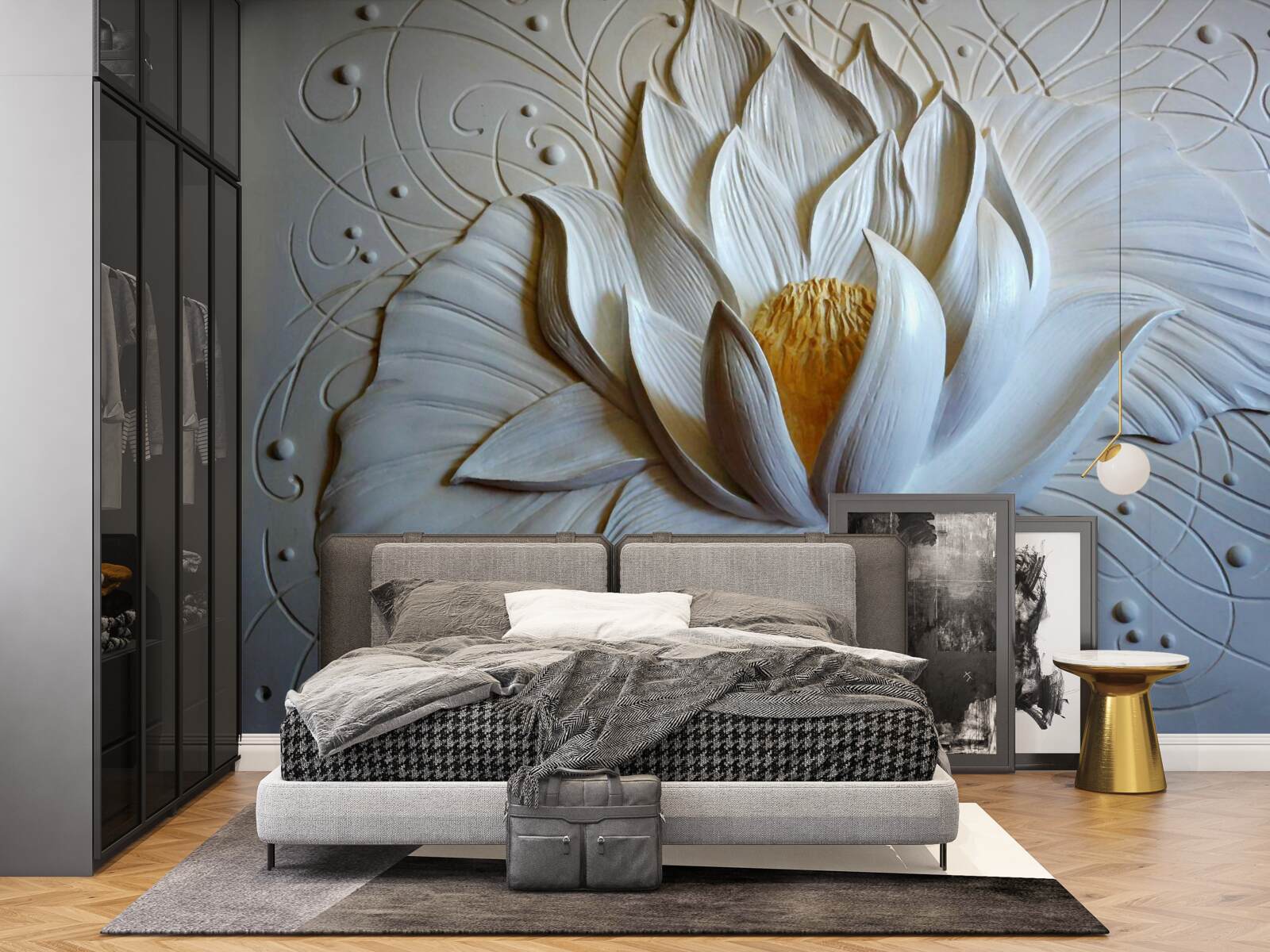 Fototapeta płaskorzeźba białego lotosu