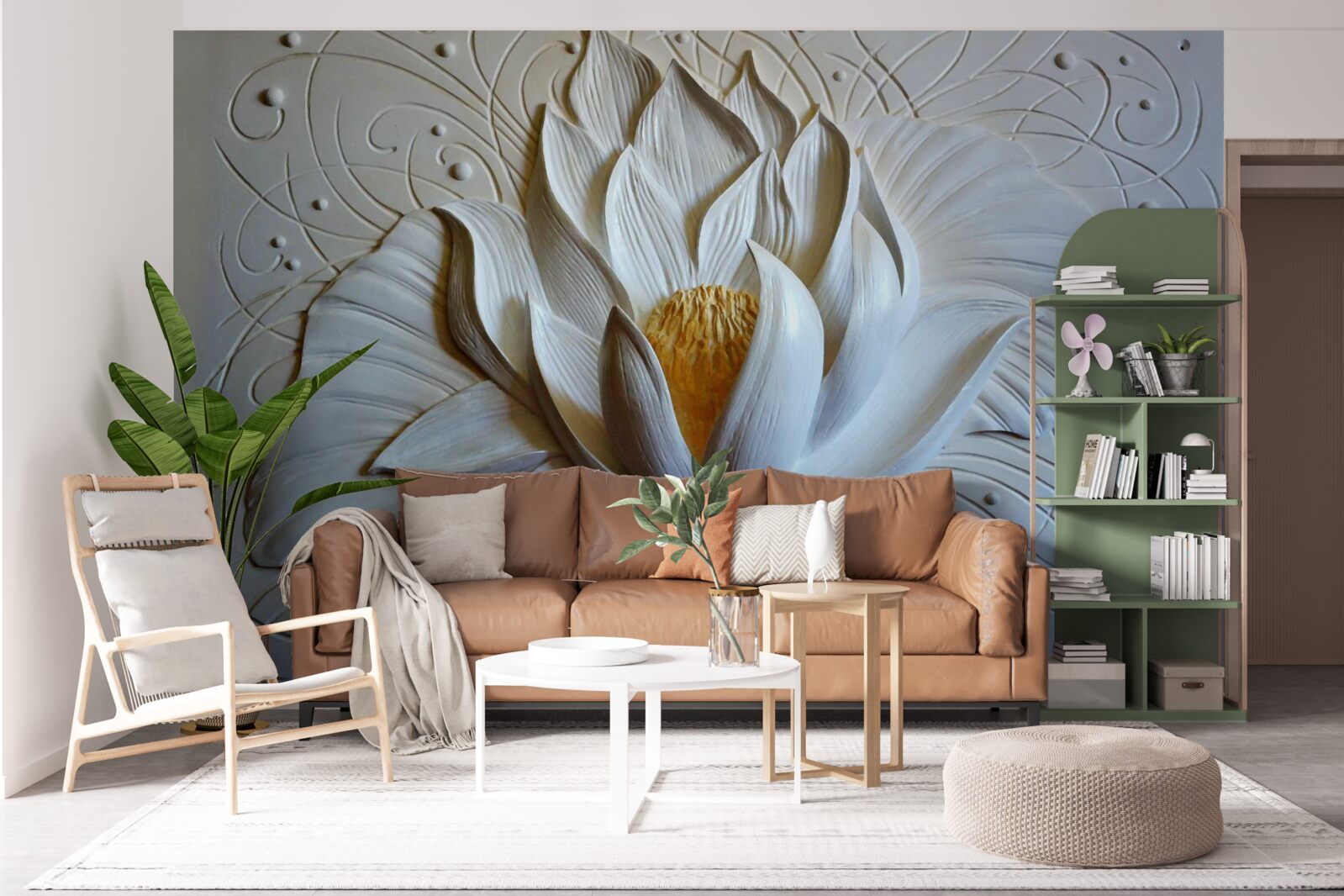 Fototapeta płaskorzeźba białego lotosu