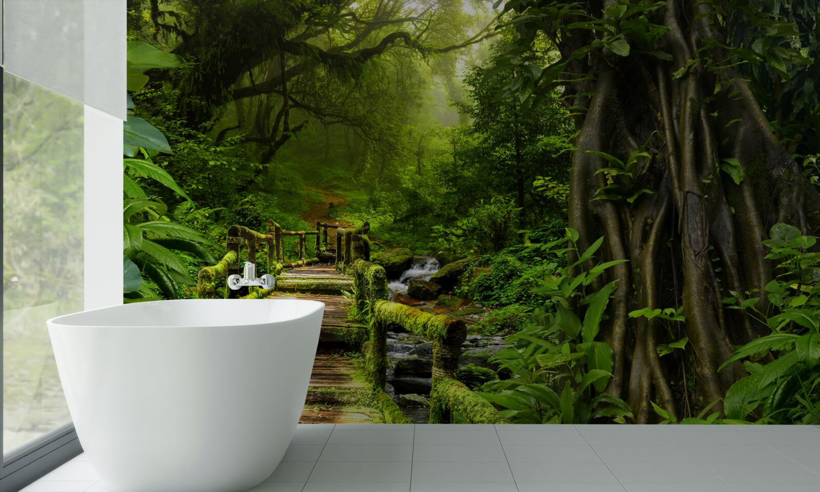 Fototapeta w azjatyckiej dżungli znajduje się wodospad