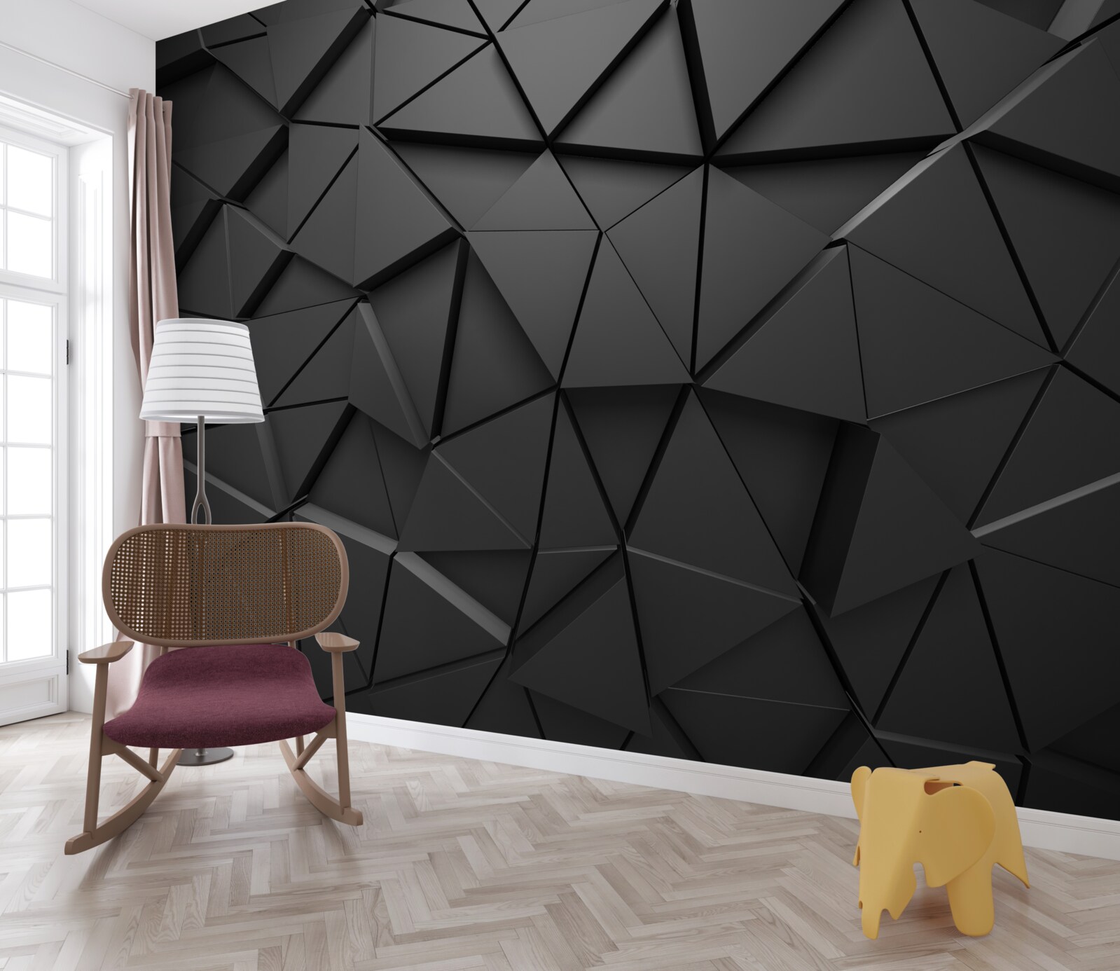 Fototapeta trójkątne kształty 3d w kolorze szarym