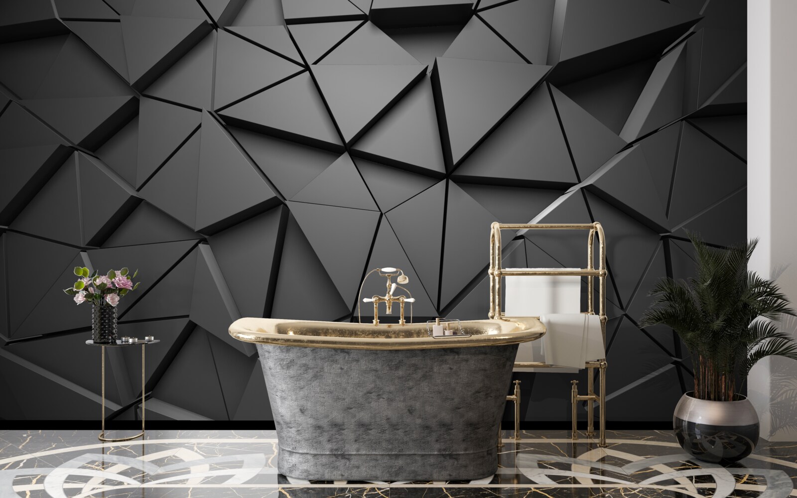 Fototapeta trójkątne kształty 3d w kolorze szarym