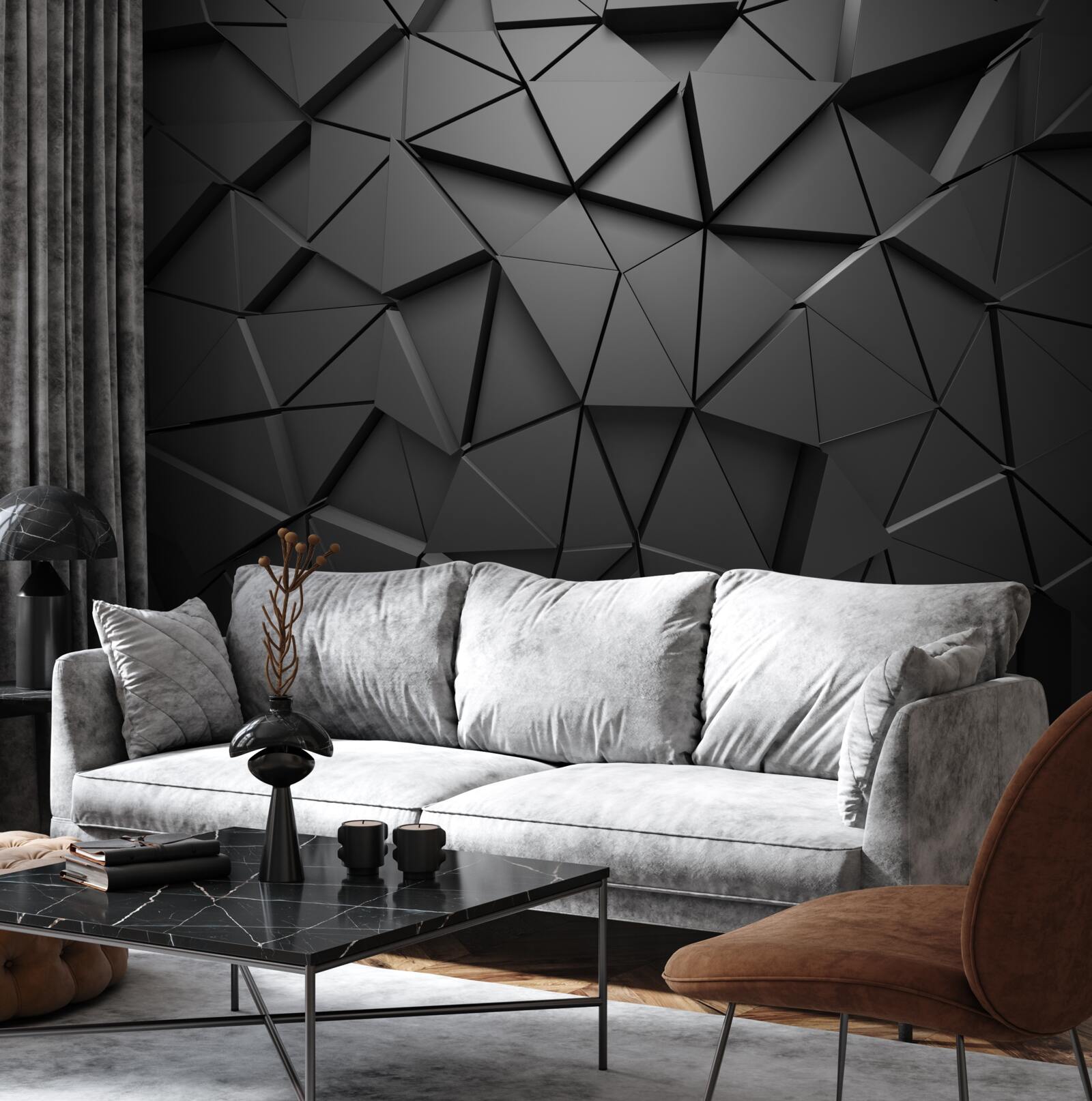 Fototapeta trójkątne kształty 3d w kolorze szarym