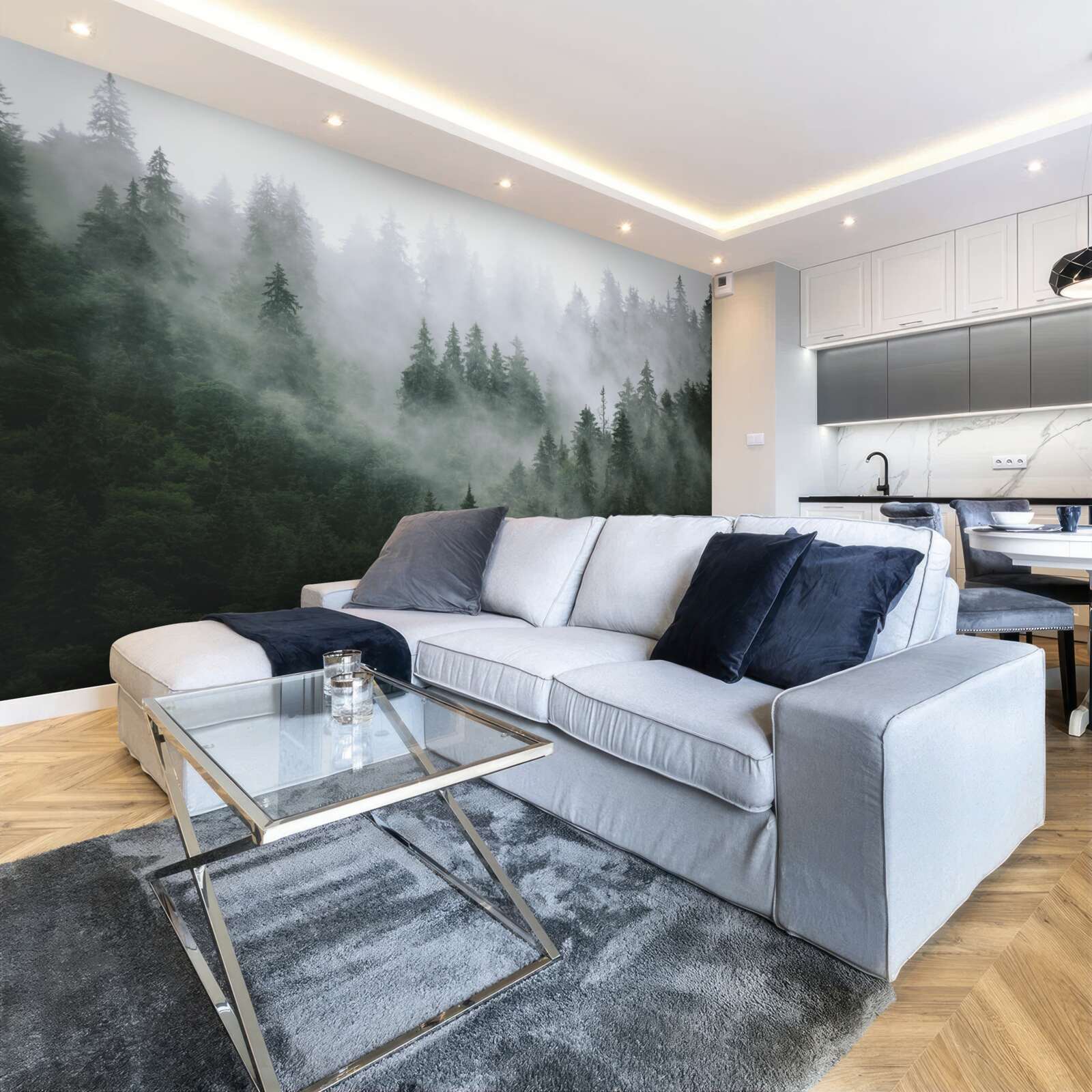 Fototapeta mglista krawędź lasu iglastego