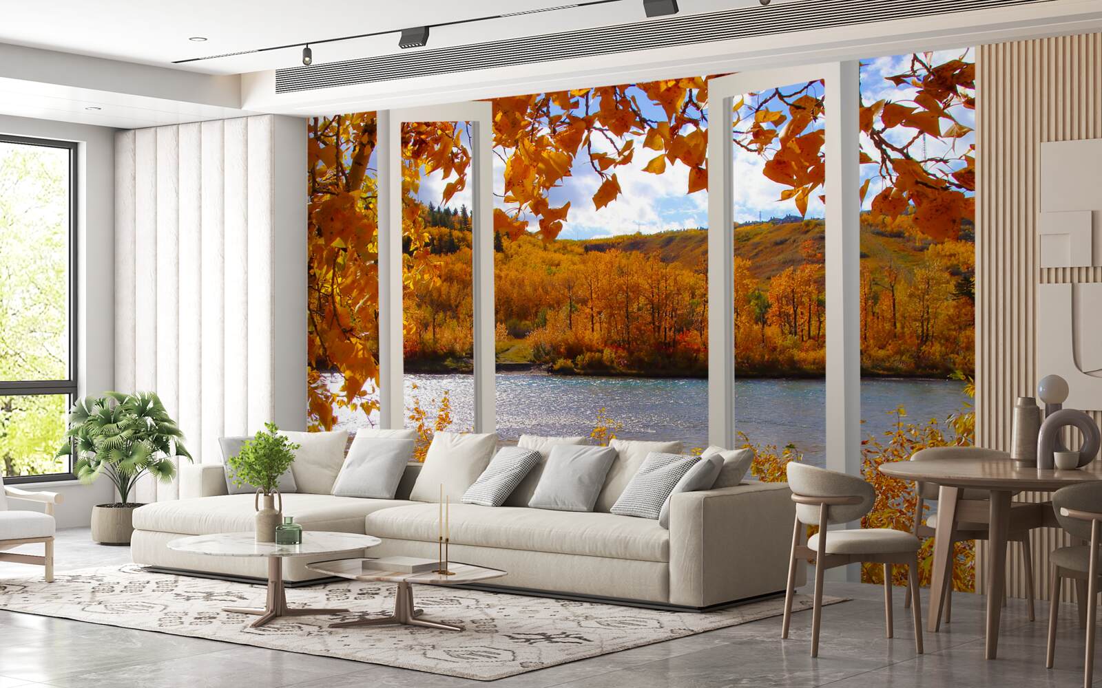 Fototapeta widok z okna na jesienny las