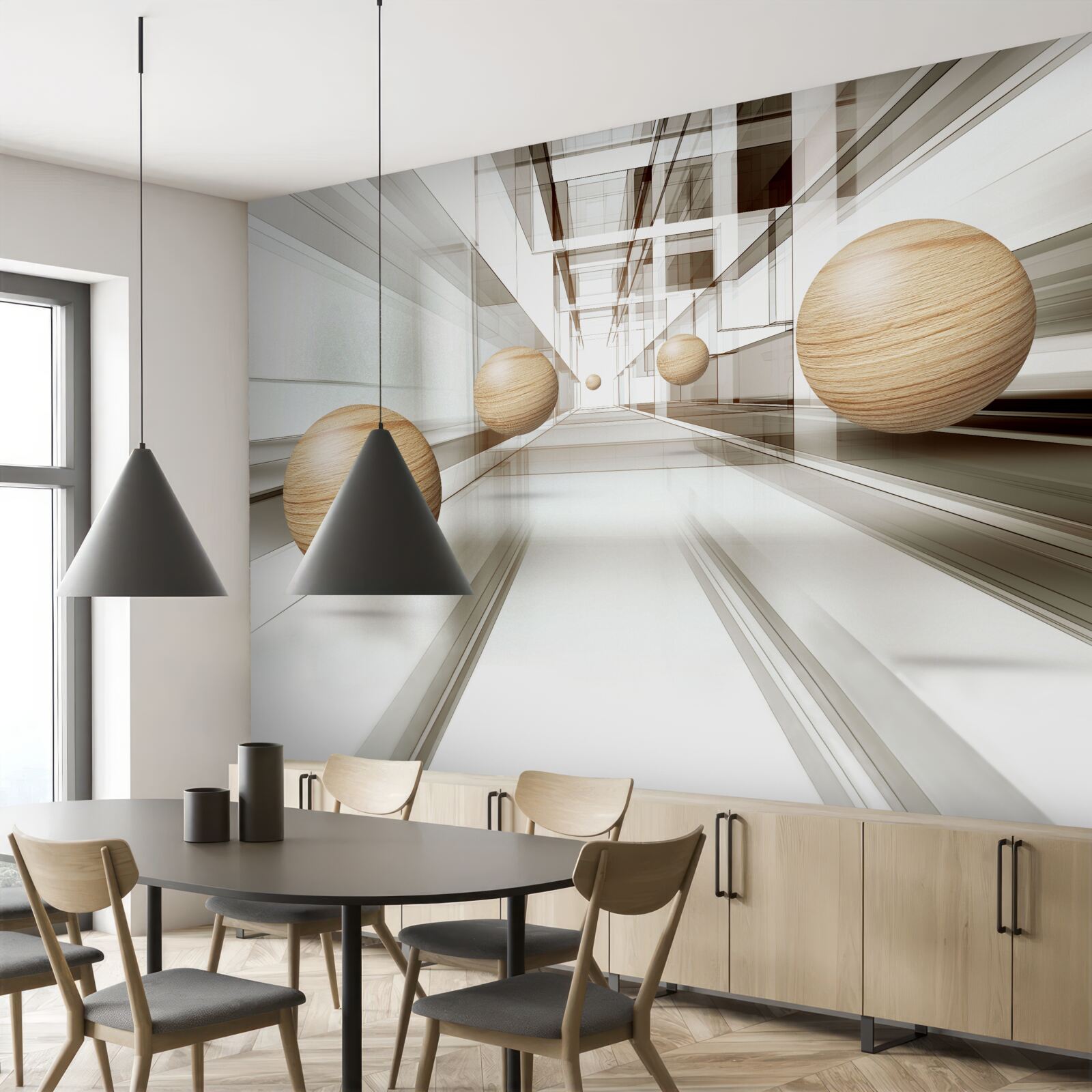 Fototapeta drewniane kule pędzą w nieskończoność