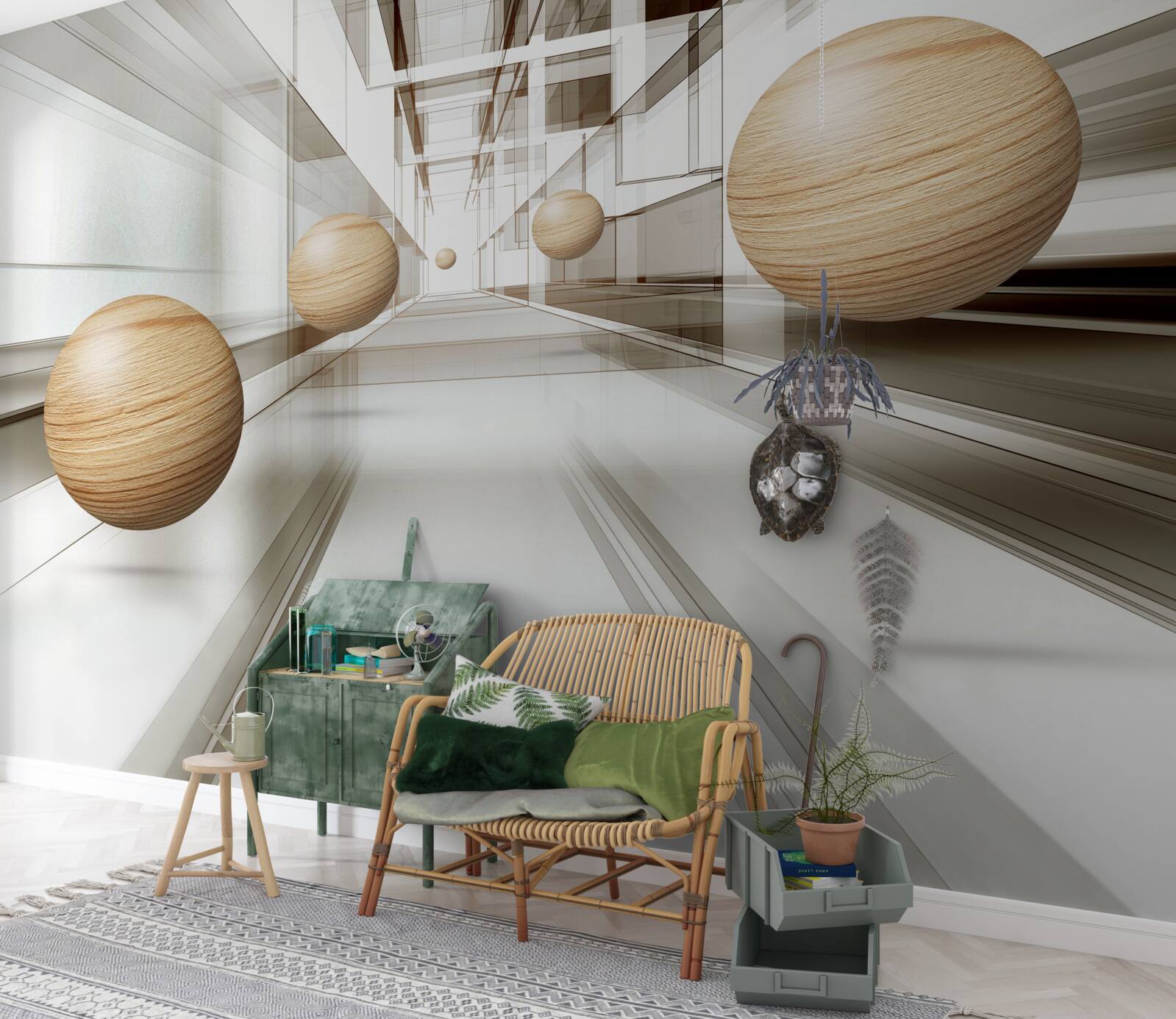 Fototapeta drewniane kule pędzą w nieskończoność