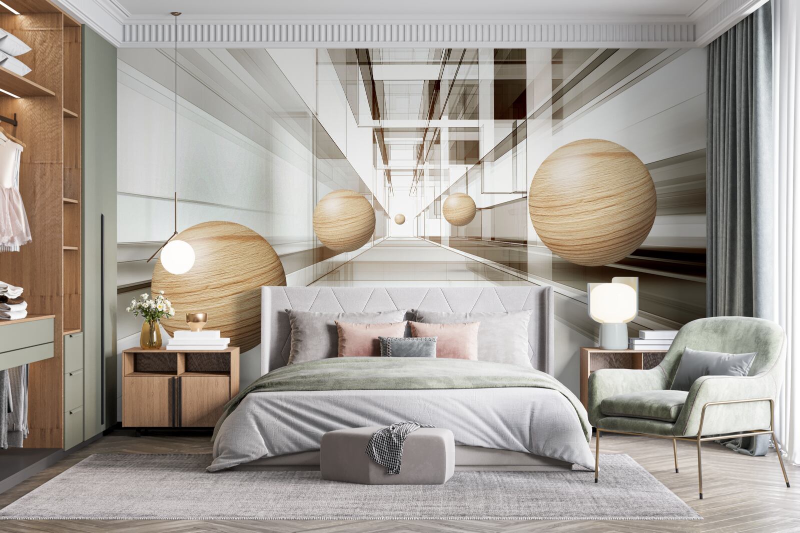 Fototapeta drewniane kule pędzą w nieskończoność