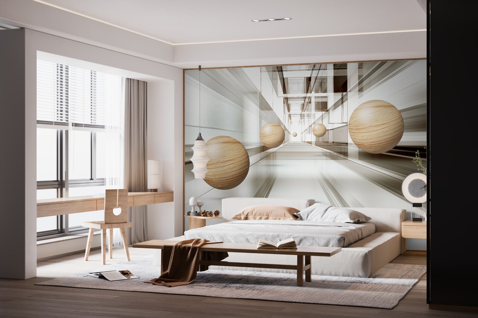 Fototapeta drewniane kule pędzą w nieskończoność