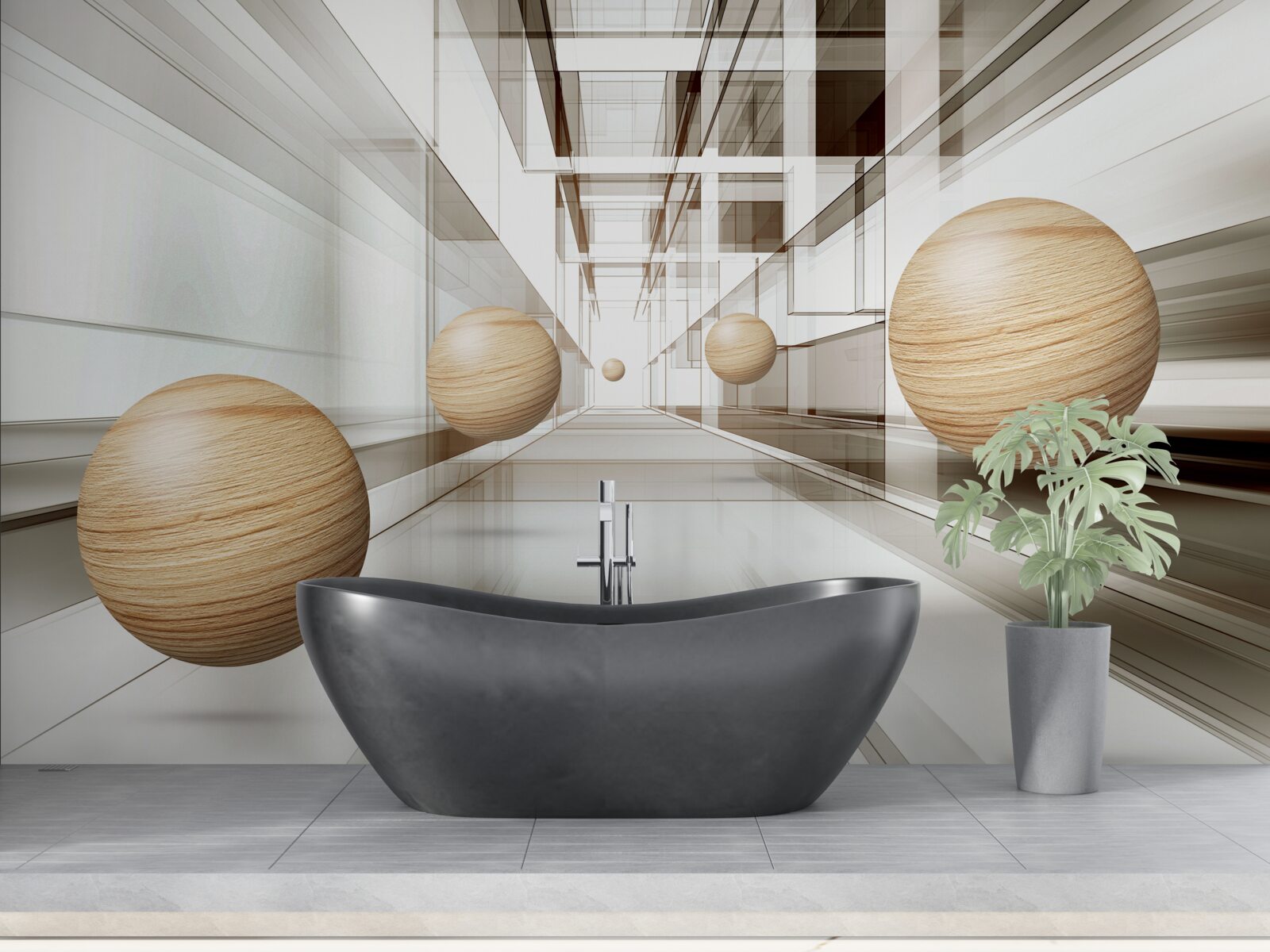 Fototapeta drewniane kule pędzą w nieskończoność