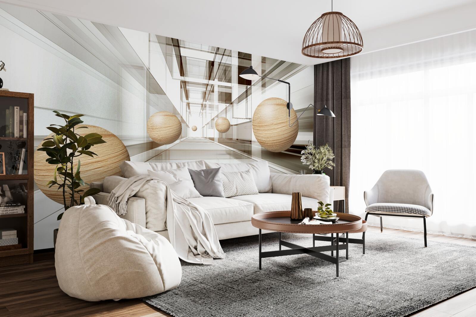 Fototapeta drewniane kule pędzą w nieskończoność