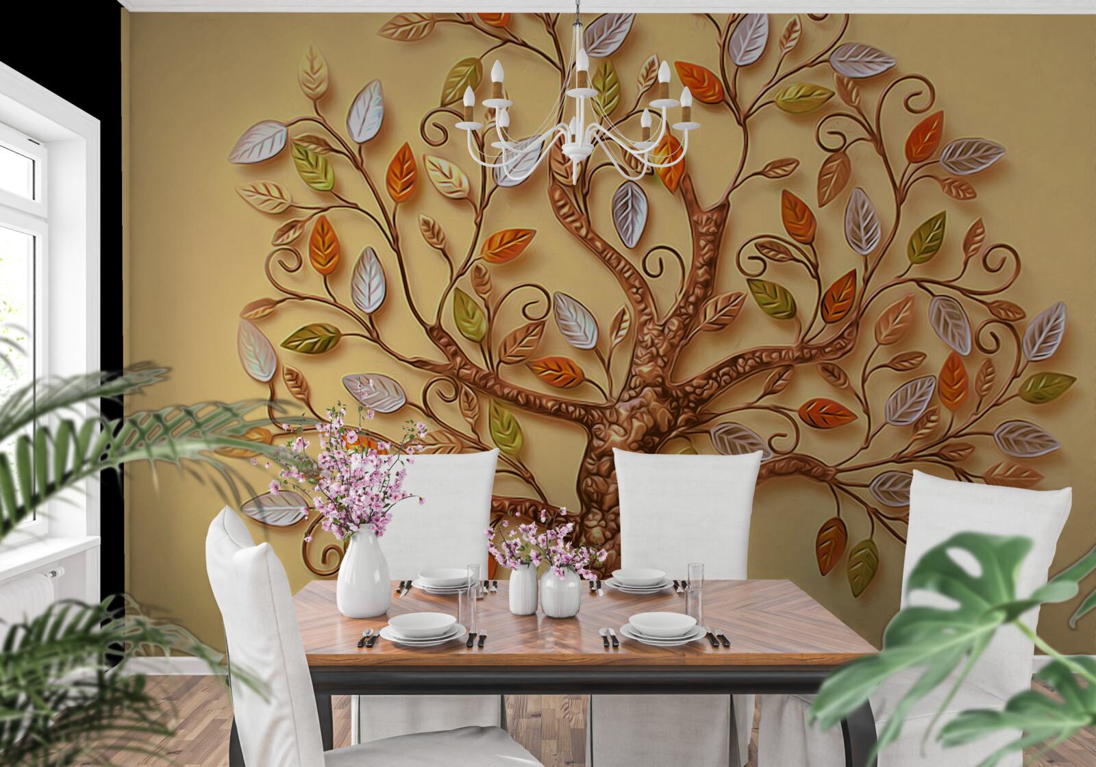 Fototapeta drzewo ubrane jest w jesienną abstrakcję liści