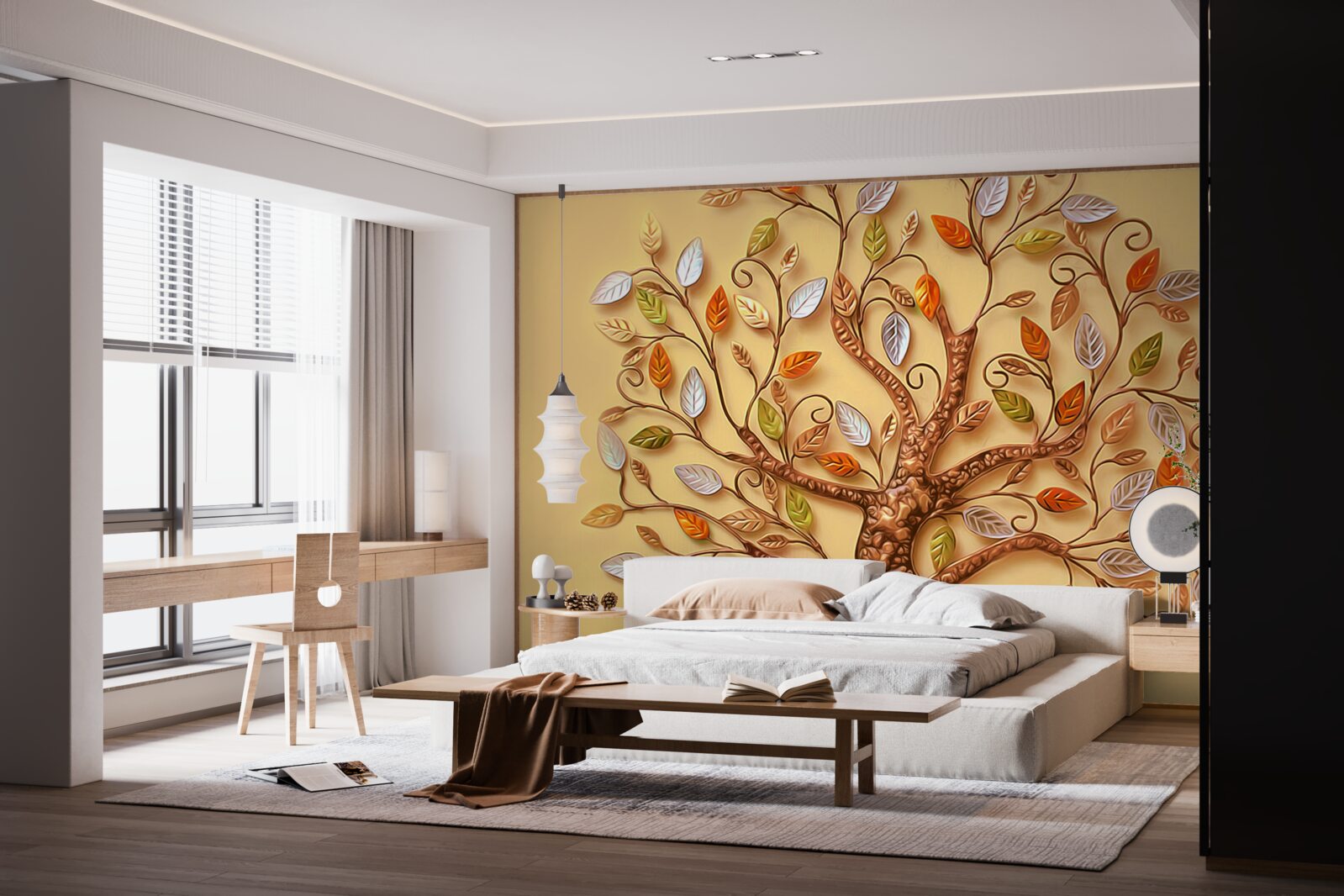 Fototapeta drzewo ubrane jest w jesienną abstrakcję liści