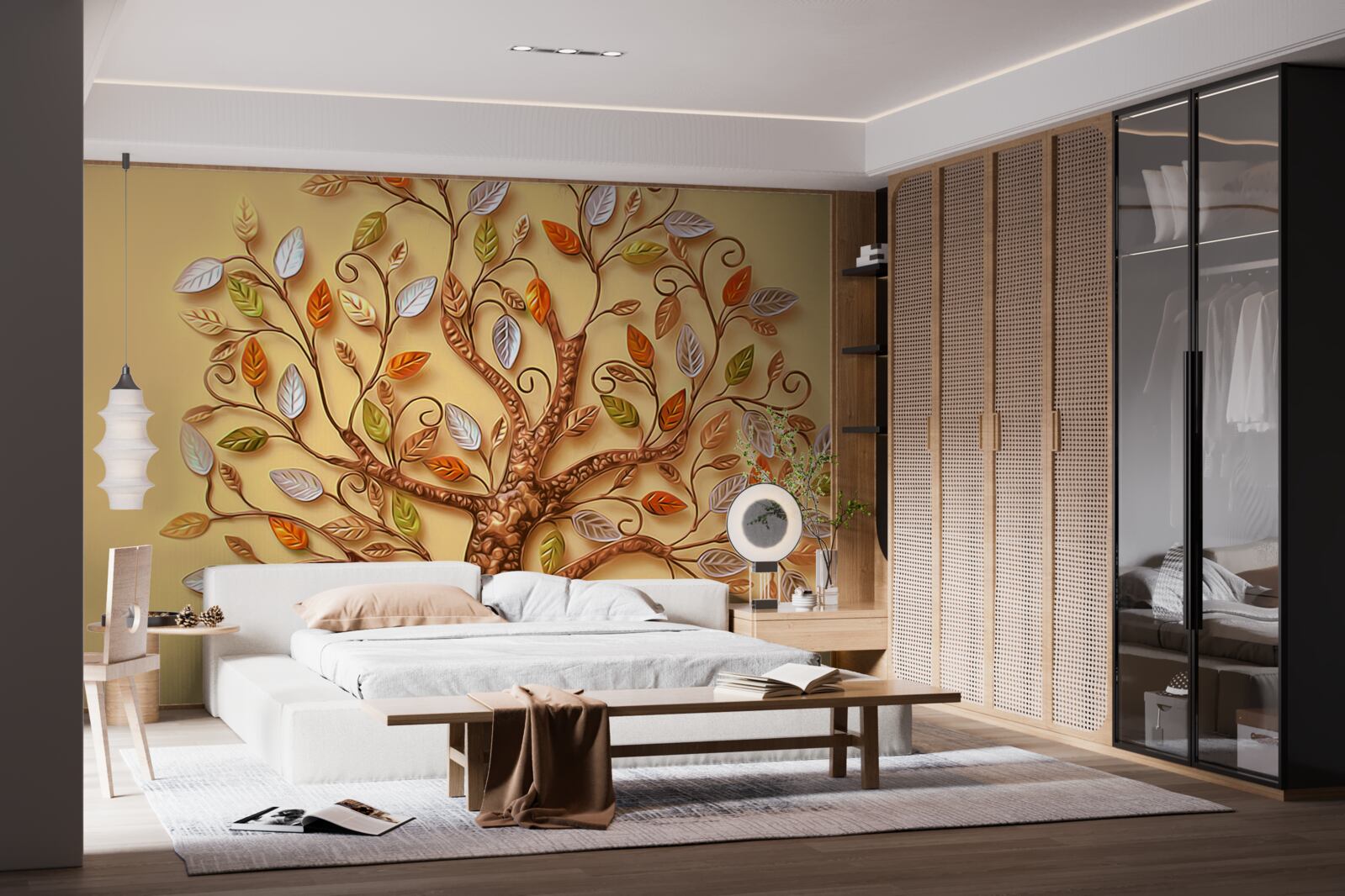 Fototapeta drzewo ubrane jest w jesienną abstrakcję liści