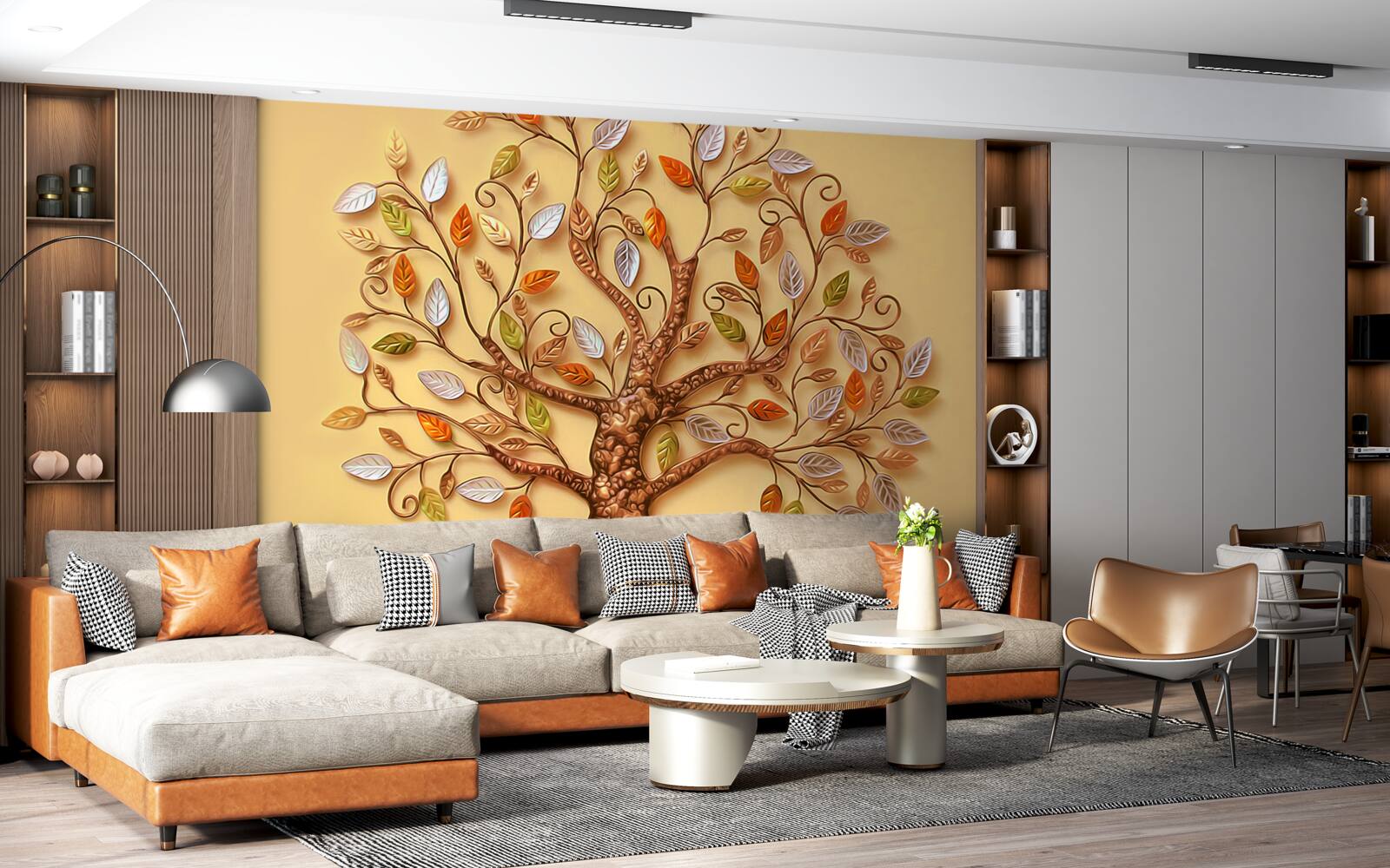 Fototapeta drzewo ubrane jest w jesienną abstrakcję liści