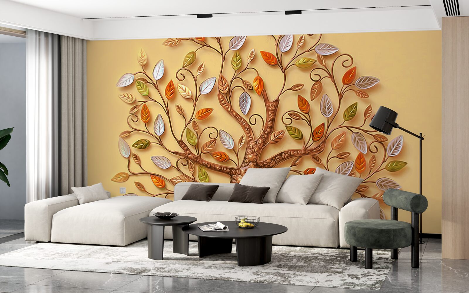 Fototapeta drzewo ubrane jest w jesienną abstrakcję liści