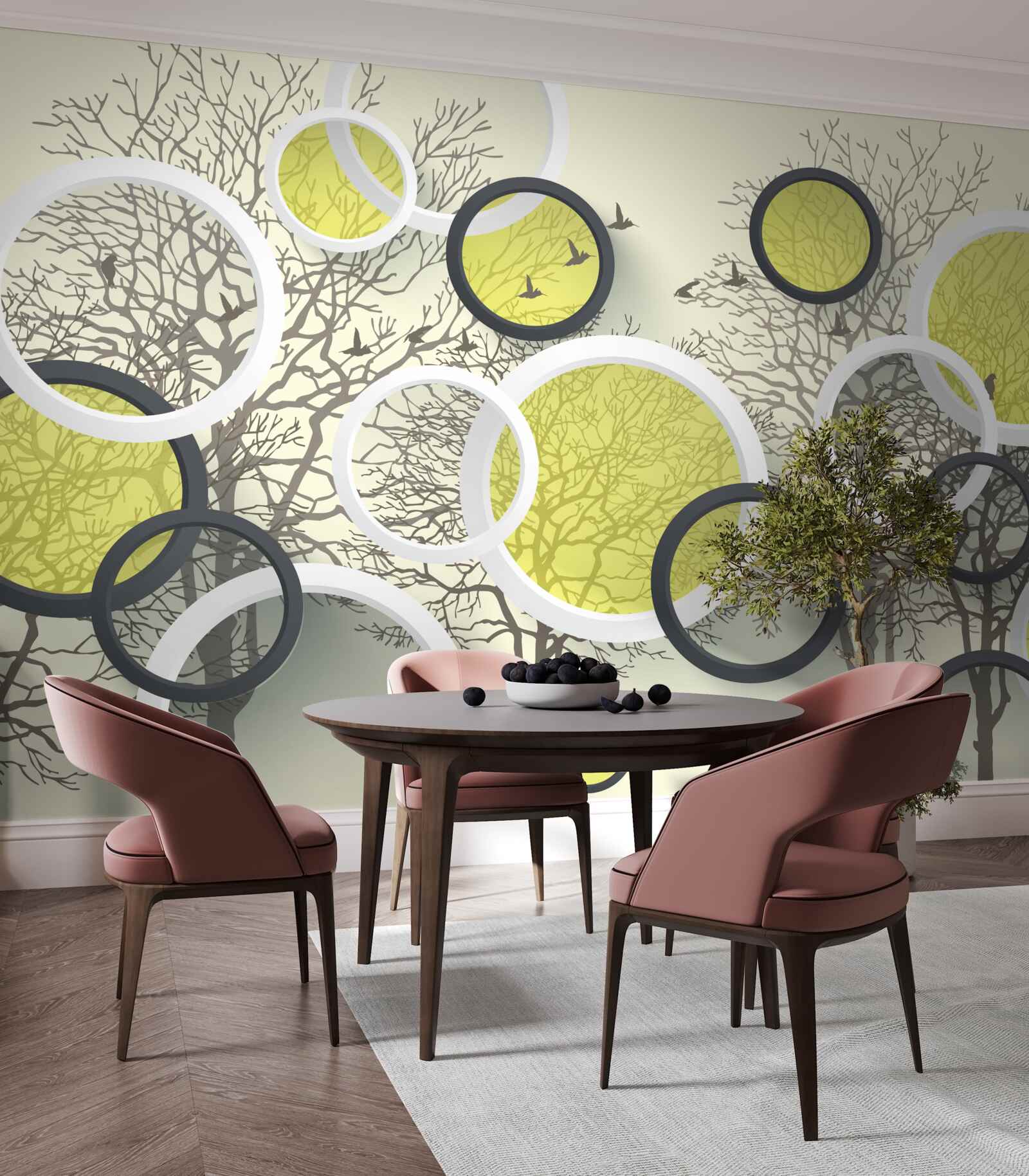 Fototapeta okręgi soczewek odzwierciedlają teksturę drzew