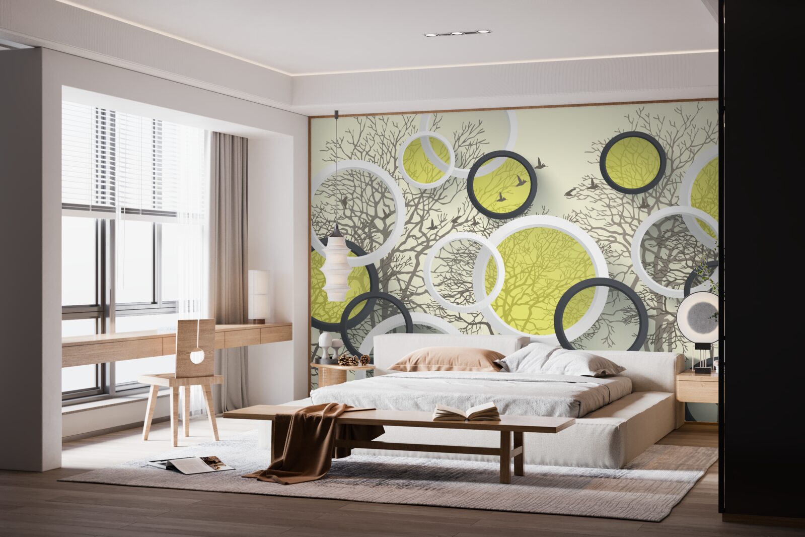 Fototapeta okręgi soczewek odzwierciedlają teksturę drzew