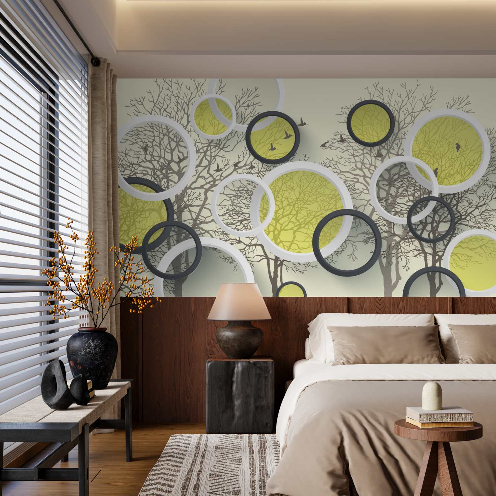 Fototapeta okręgi soczewek odzwierciedlają teksturę drzew