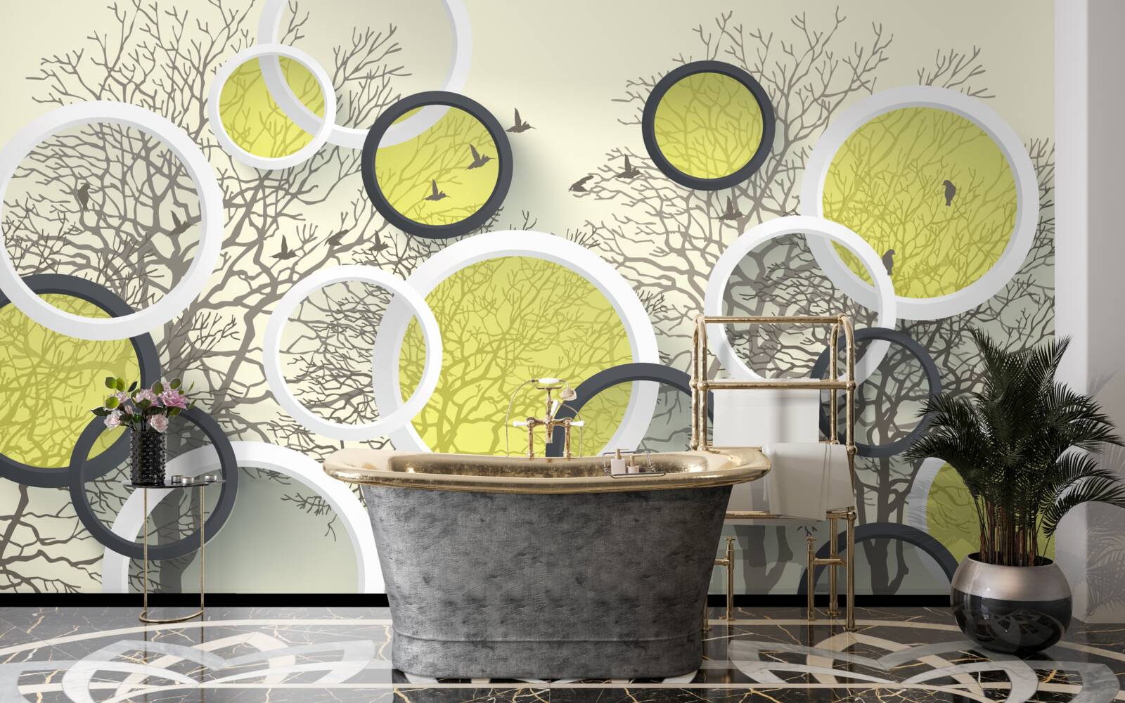 Fototapeta okręgi soczewek odzwierciedlają teksturę drzew