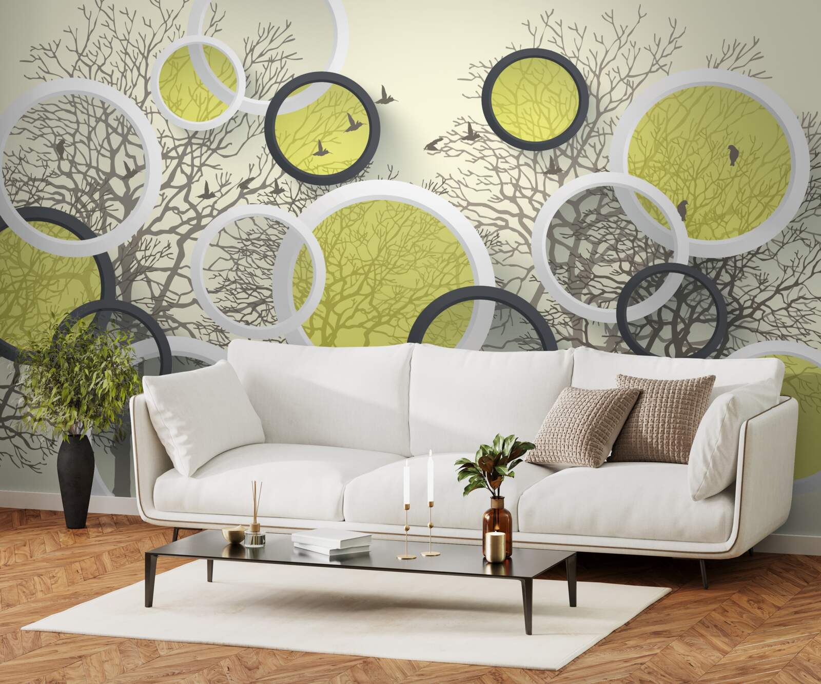 Fototapeta okręgi soczewek odzwierciedlają teksturę drzew