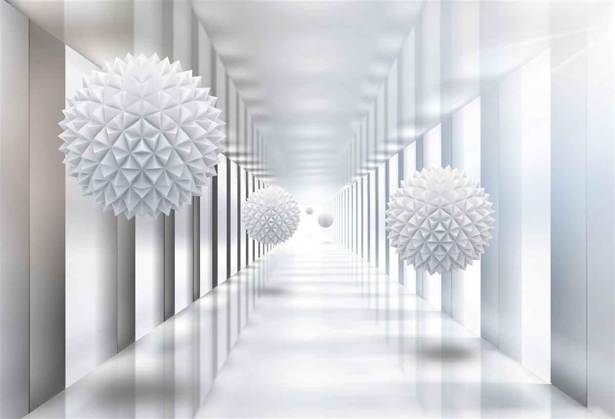 Fototapeta prostokątny tunel i kula w głębi perspektywy