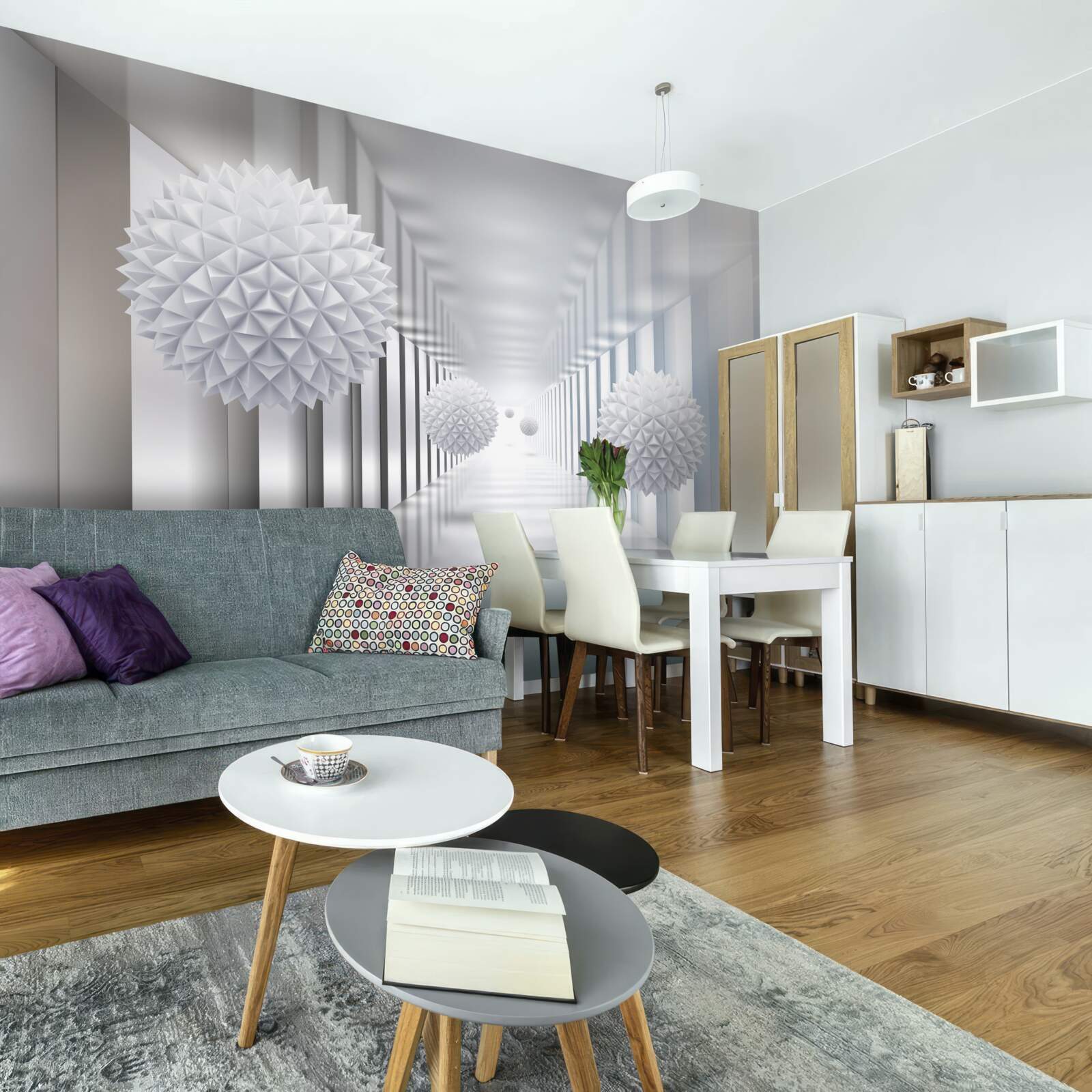 Fototapeta prostokątny tunel i kula w głębi perspektywy