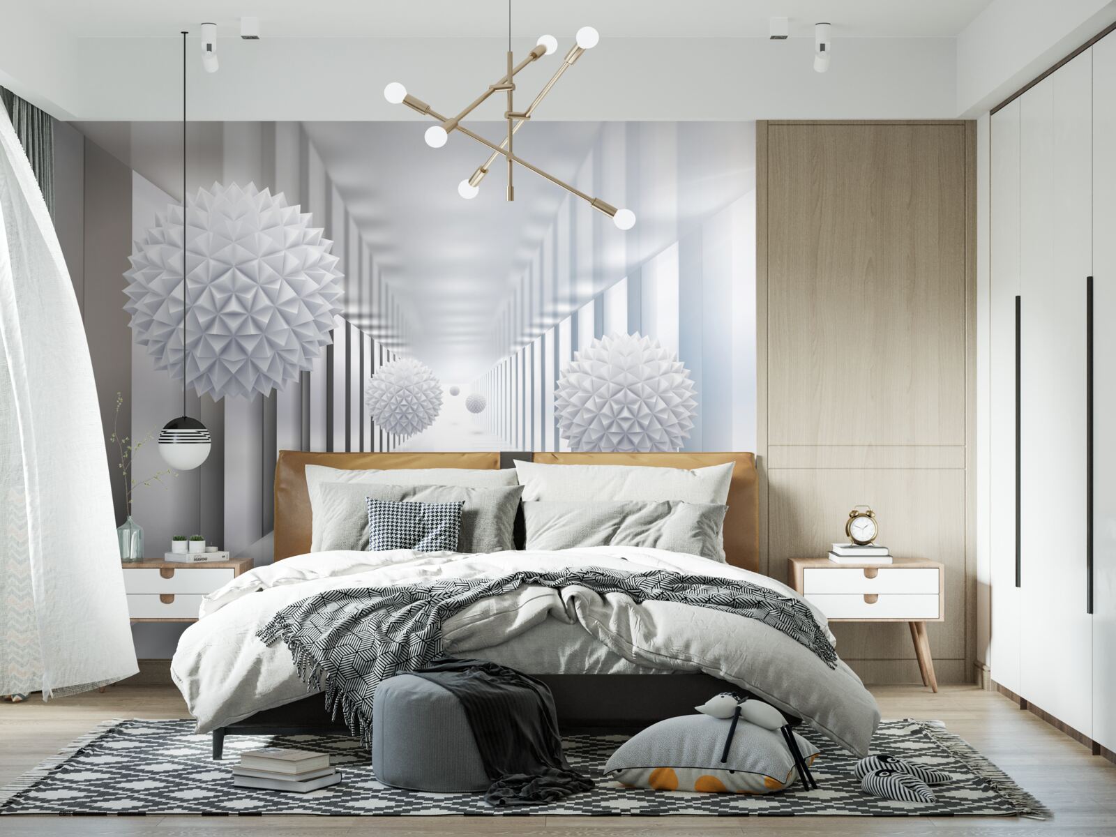 Fototapeta prostokątny tunel i kula w głębi perspektywy